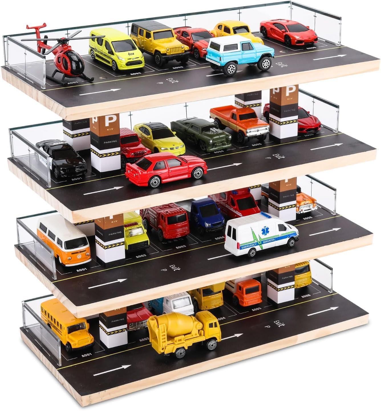 Toy Car Parking Garage Playset with Elevator – Multi-Level Diecast Car Garage for Hot Wheels & Matchbox 1:64 Scale Cars – Kids Car Track Storage & Play Ramp Set, Gift for Boys & Girls-picture-36
