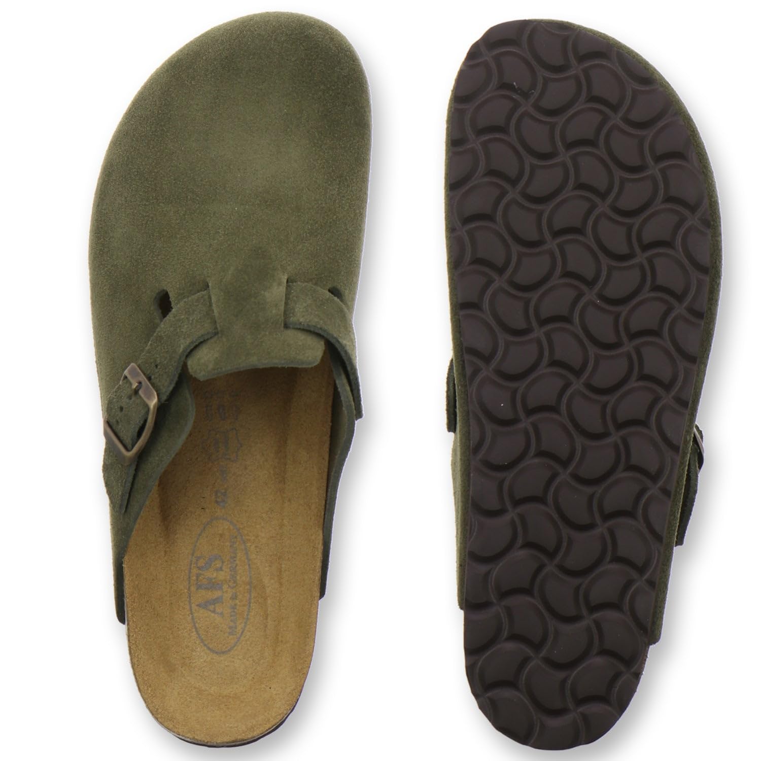 AFS-Schuhe, 3900 - Comode pantofole da uomo, in pelle, prodotte in Germania