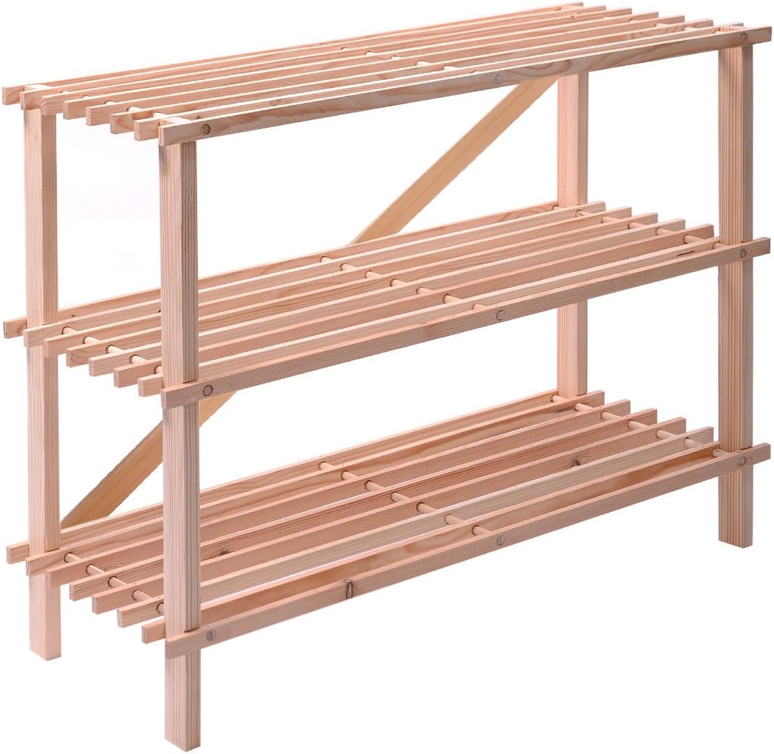 Wooden Shoe Rack Oragnizer Storage 3 Tier Shelf Standing Closet Household, Suit different sizes and styles footwear