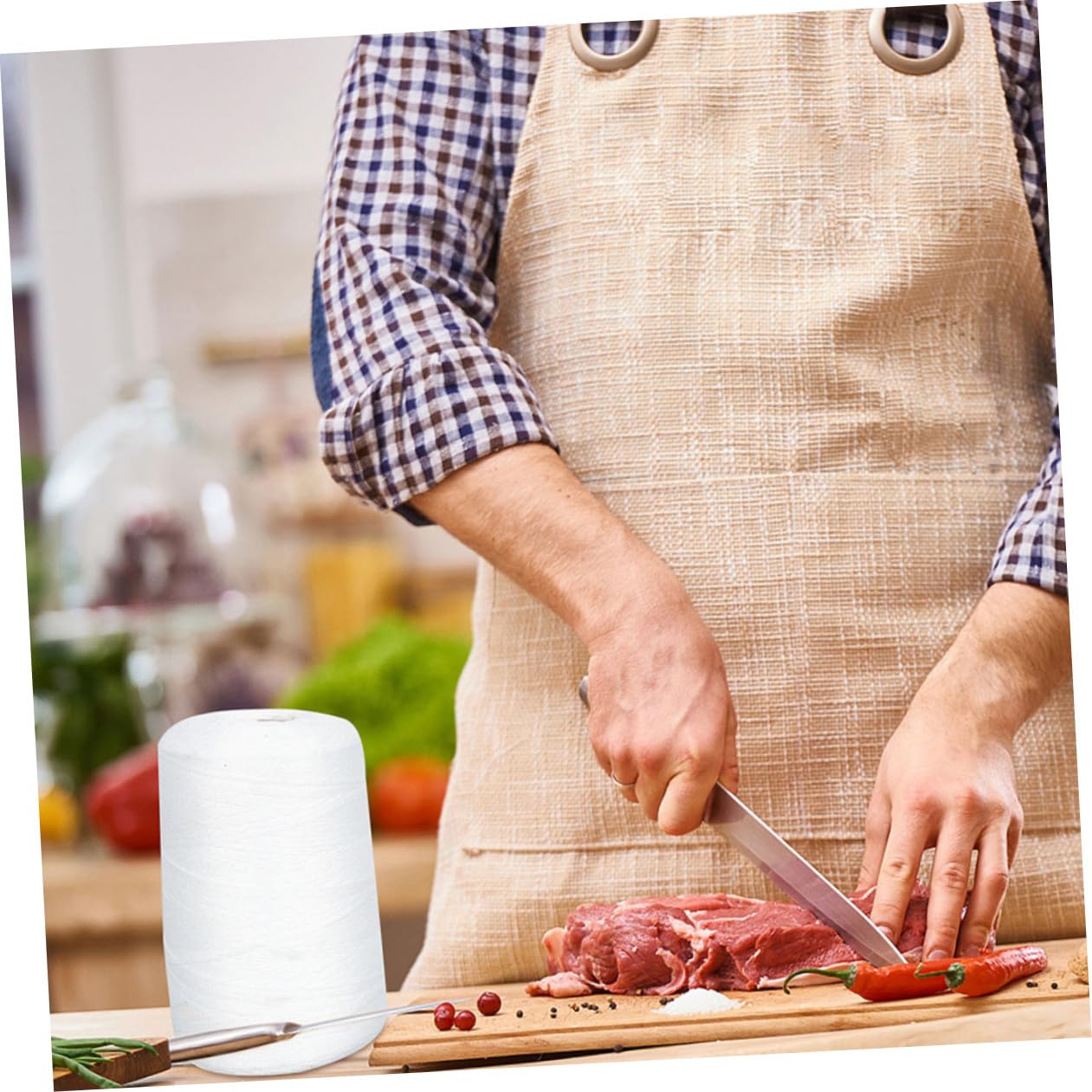 Ficelle Alimentaire Coton Blanche 1mm, Rouleau pour Saucisses et Jambon