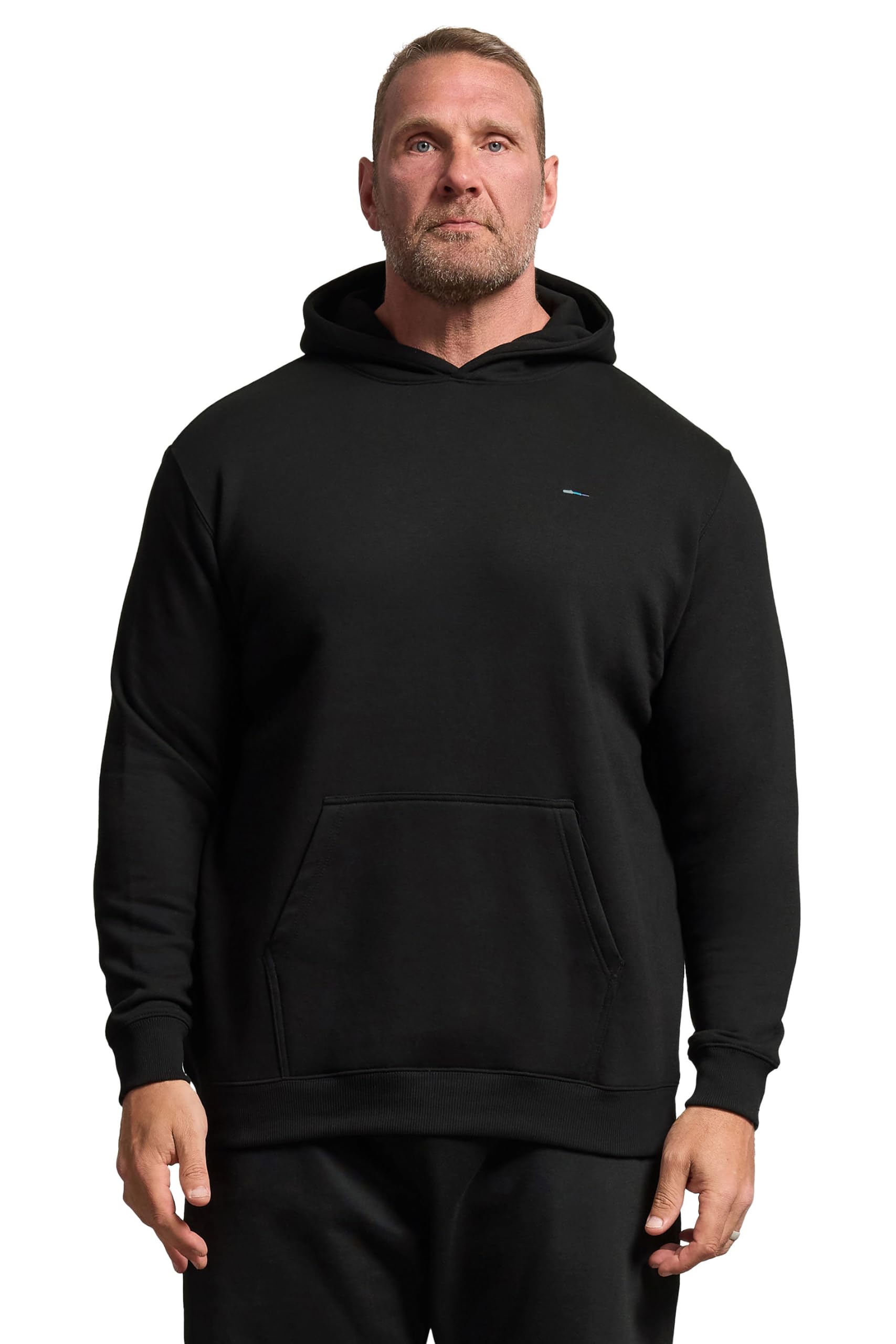 Badrhino Men's Black Big & Tall Front Pocket Hoodie - Plus Size Curve