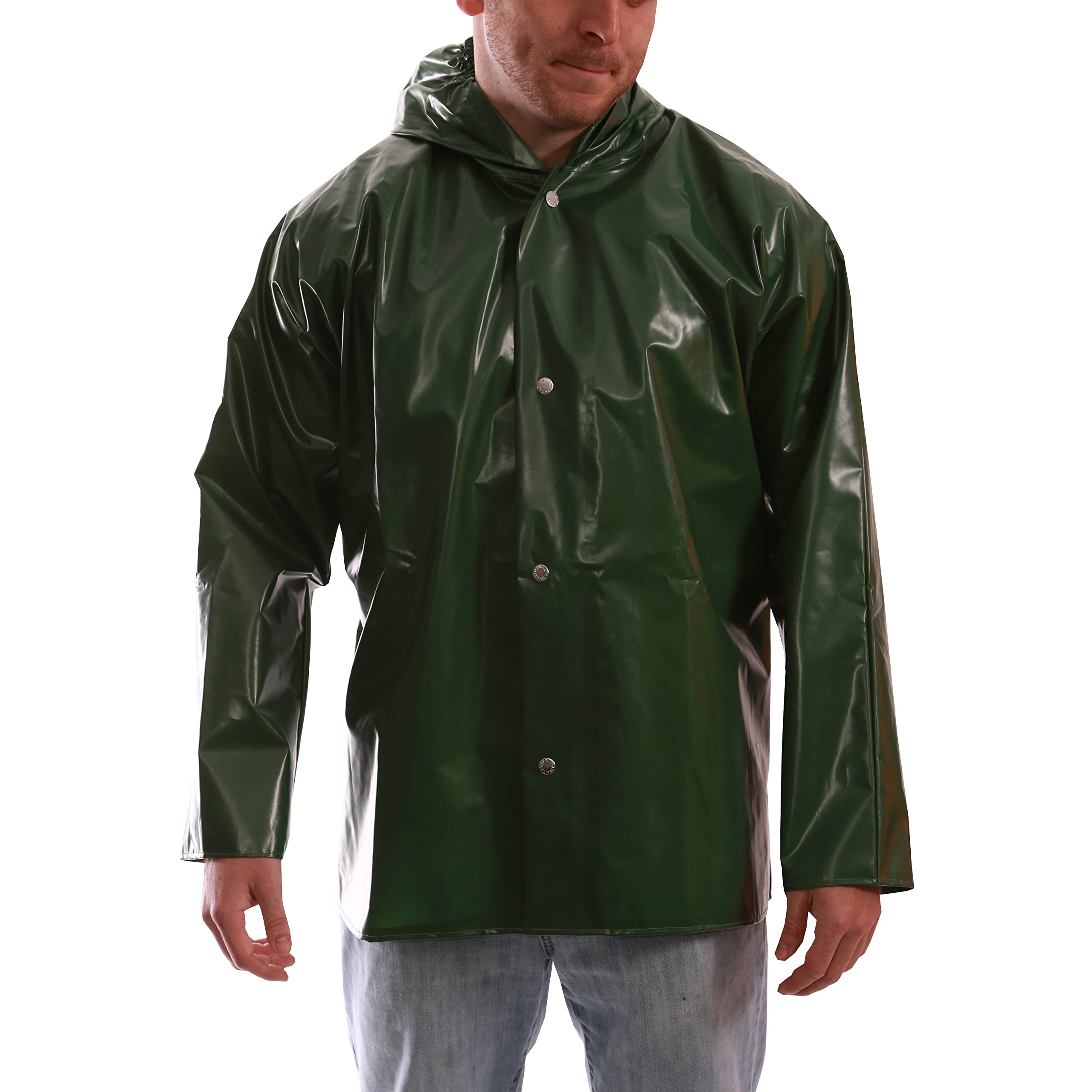 Rain Jacket with Hood, Green, 3XL 