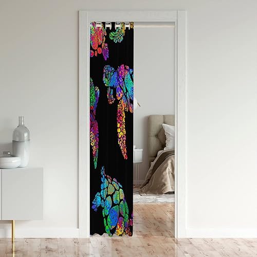 Miniatura 3 de Cortina de puerta de tortuga marina de 42 x 80 pulgadas, cubierta de puerta de armario, cortina de reptil tortuga 30% a 50% de oscurecimiento de la