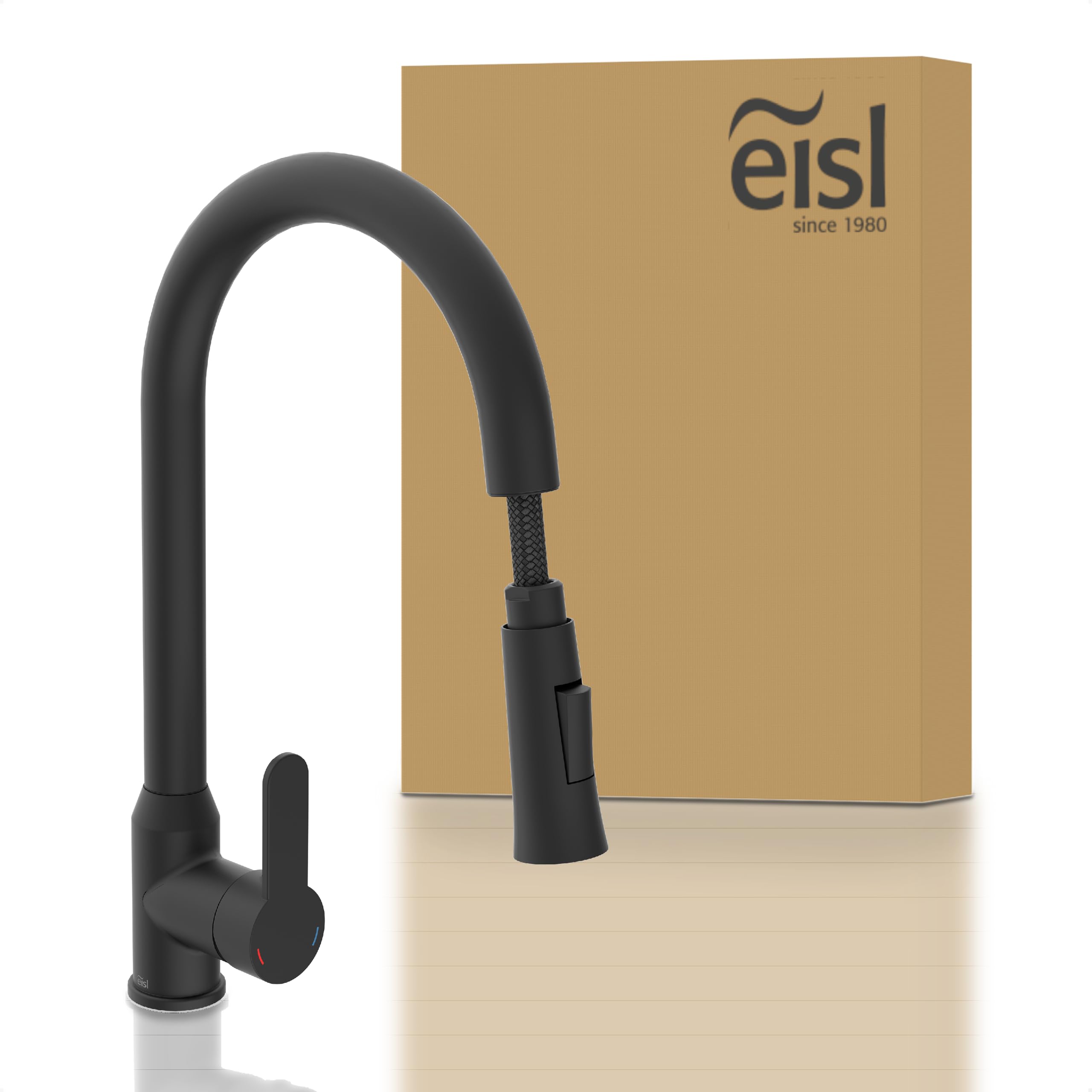 Robinet de cuisine noir pour laver les grandes marmites facilement mitigeur zinc EISL