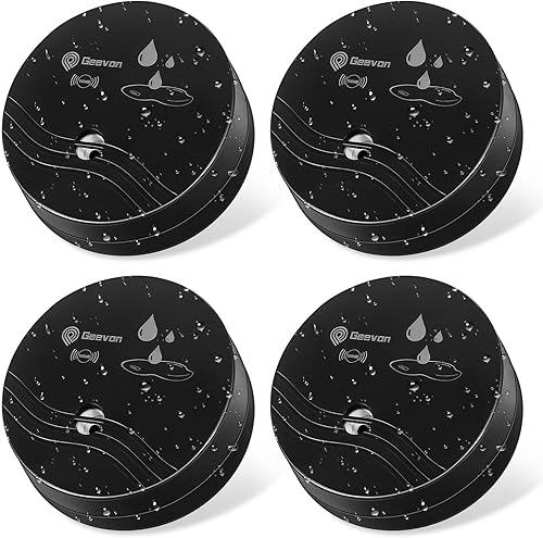 Miniatura 10 de Geevon Paquete de 6 detectores de fugas de agua, sensor de agua de 100 dB, detector de inundación para sótanos, baños, lavanderías, cocinas, garajes