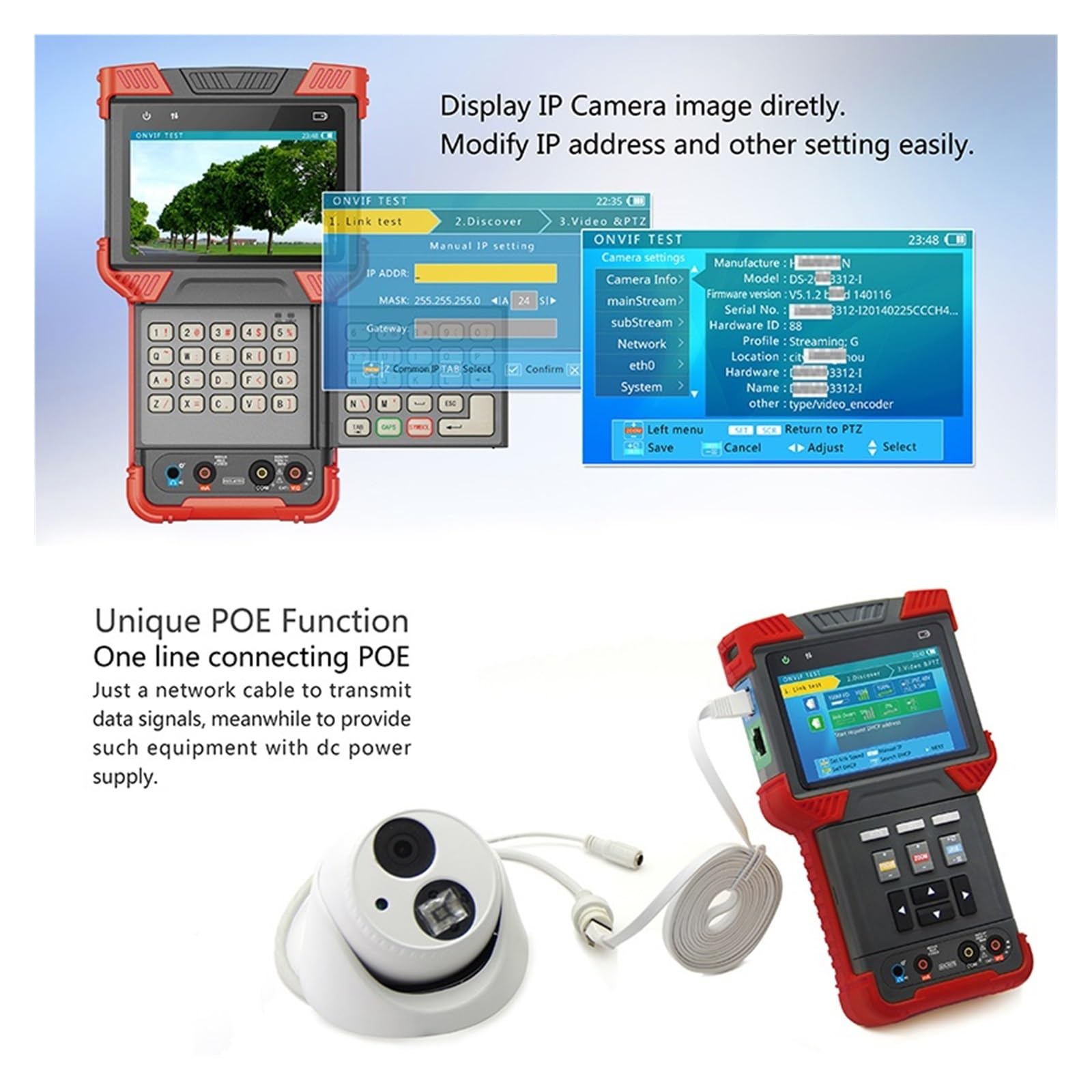 T73 CCTV TESTER 4''Schermo TFT Supporto H.265/H.264 Telecamera IP Coassiale AHD CVI TVI Tester Di Videosorveglianza Misurazione Accurata