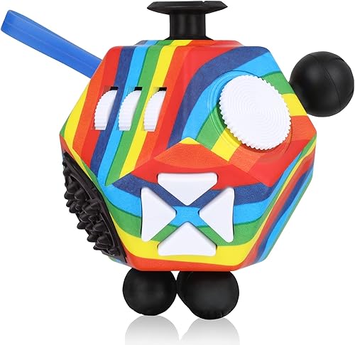 Miniatura 2 de QOOLBUY Cubo antiestrés de 12 caras, juguetes para adultos y niños, alivia el estrés y la ansiedad, juguete antidepresión con autismo, TDAH, TDA,