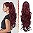 BARSDAR Red Ponytail Extension - 20 Inch Wavy Drawstring Ponytail Hair Extensions for Women - Curly Wavy Synthetic Clip in Fake Pony Tails Hairpieces Daily Party - Burgundy