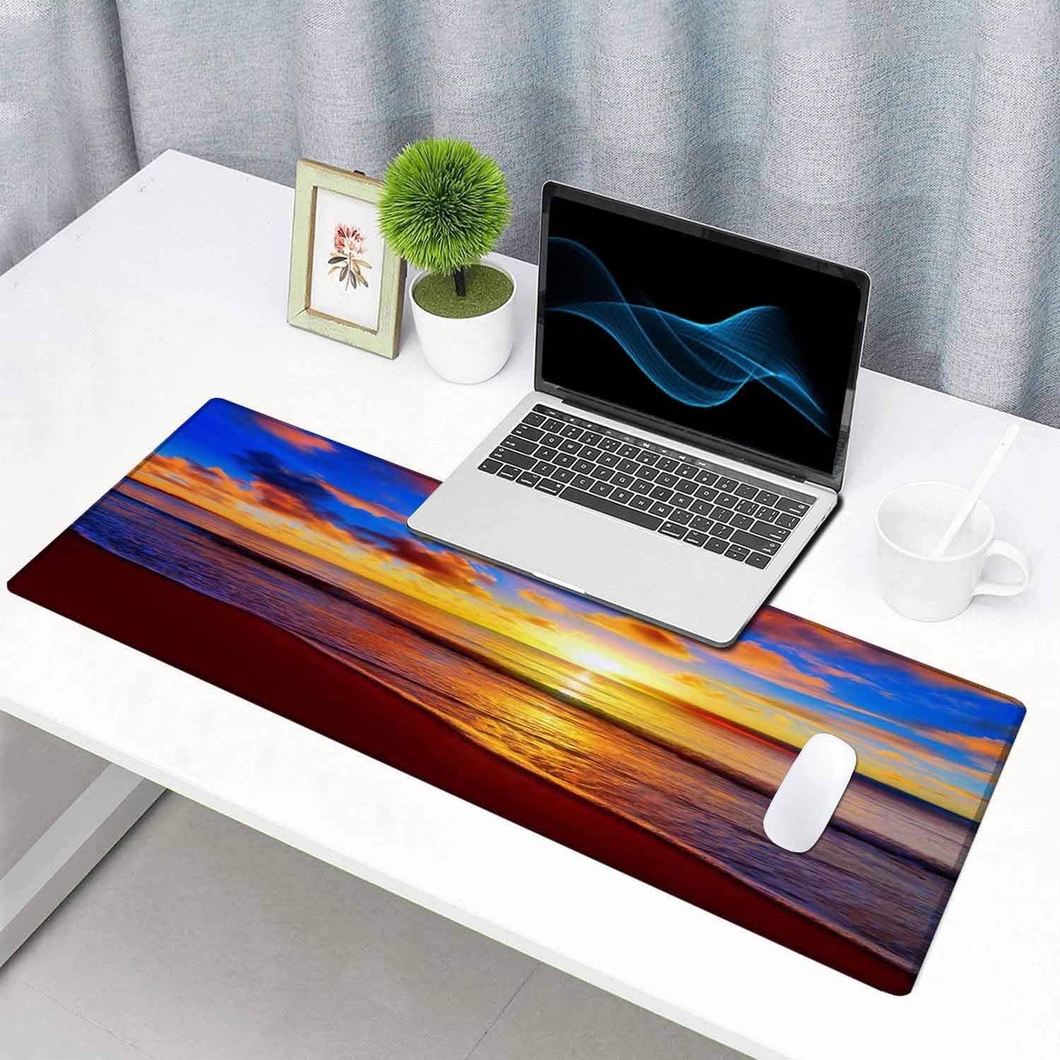 Large Extended Gaming Mouse Pad with Stitched Edges, Non-Slip Rubber Base Mouse Pad for Office, Computer, Keyboard, Laptop and Home Desk Pad 31.5X11.8 Inch Sunset Beach - Image 7