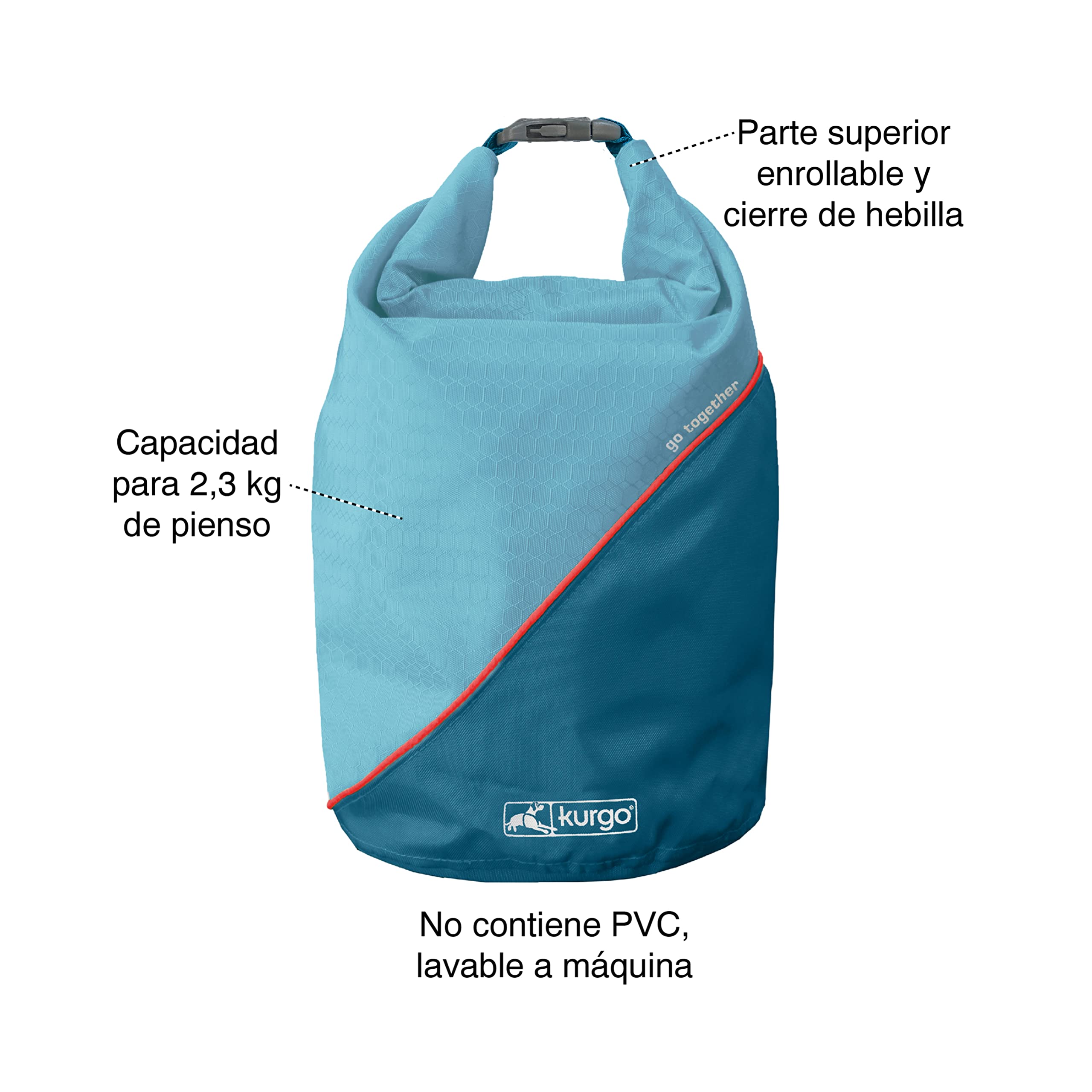 PetSafe Kurgo Kibble Carrier, 2,3kg, Rojo Chili | Contenedor Portátil de Comida Seca, Ideal para Viajes y Camping, Diseño Compacto