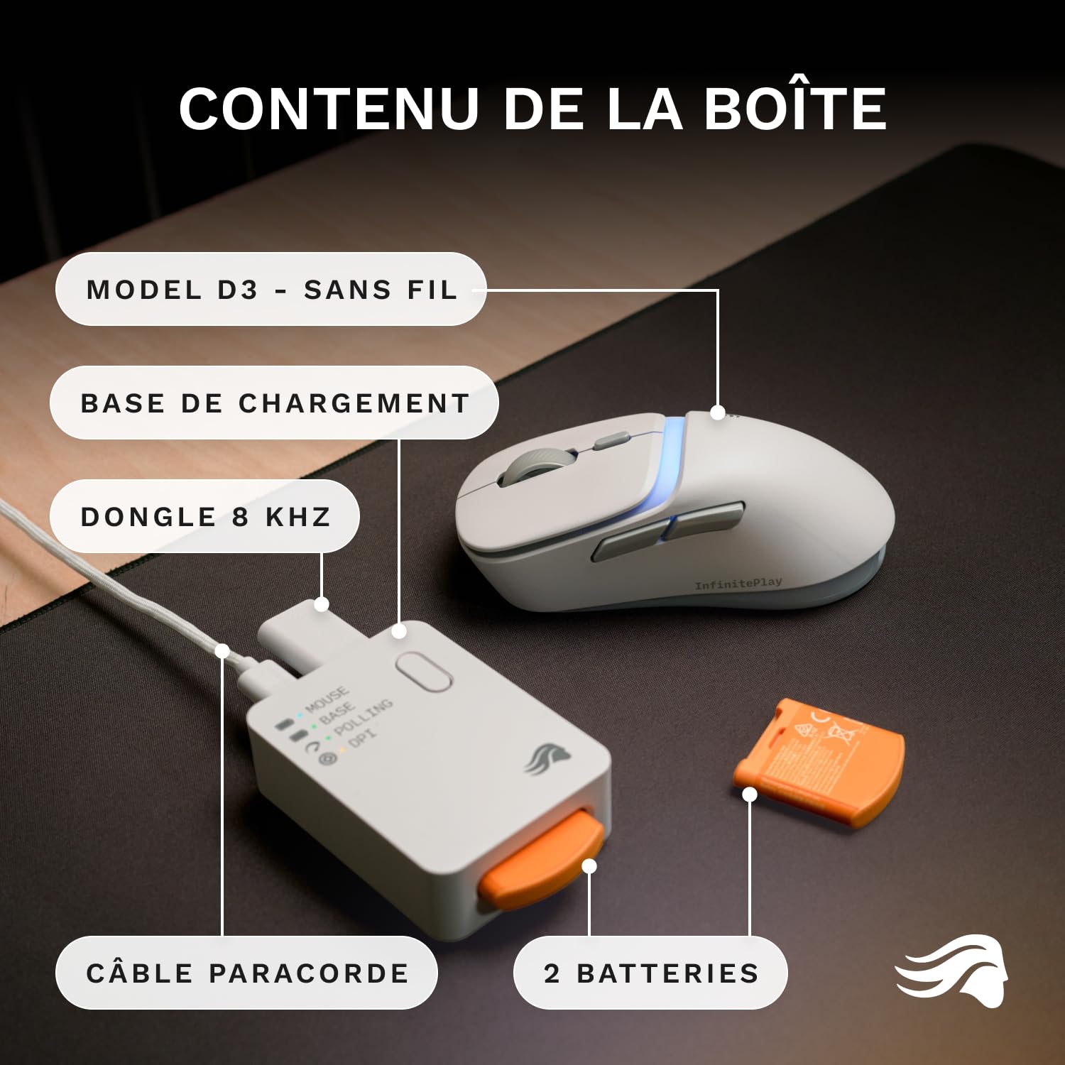 GLORIOUS Model D 3 Souris Gaming sans Fil (Blanc)