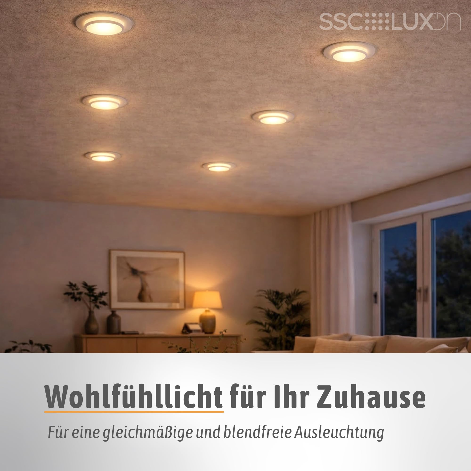 SSC-LUXon LAGO 10x Deckenlampe rund weiß schwenkbar - Punktstrahler geeignet für LED Modul - Deckenspot für Schlafzimmer ohne Leuchtmittel