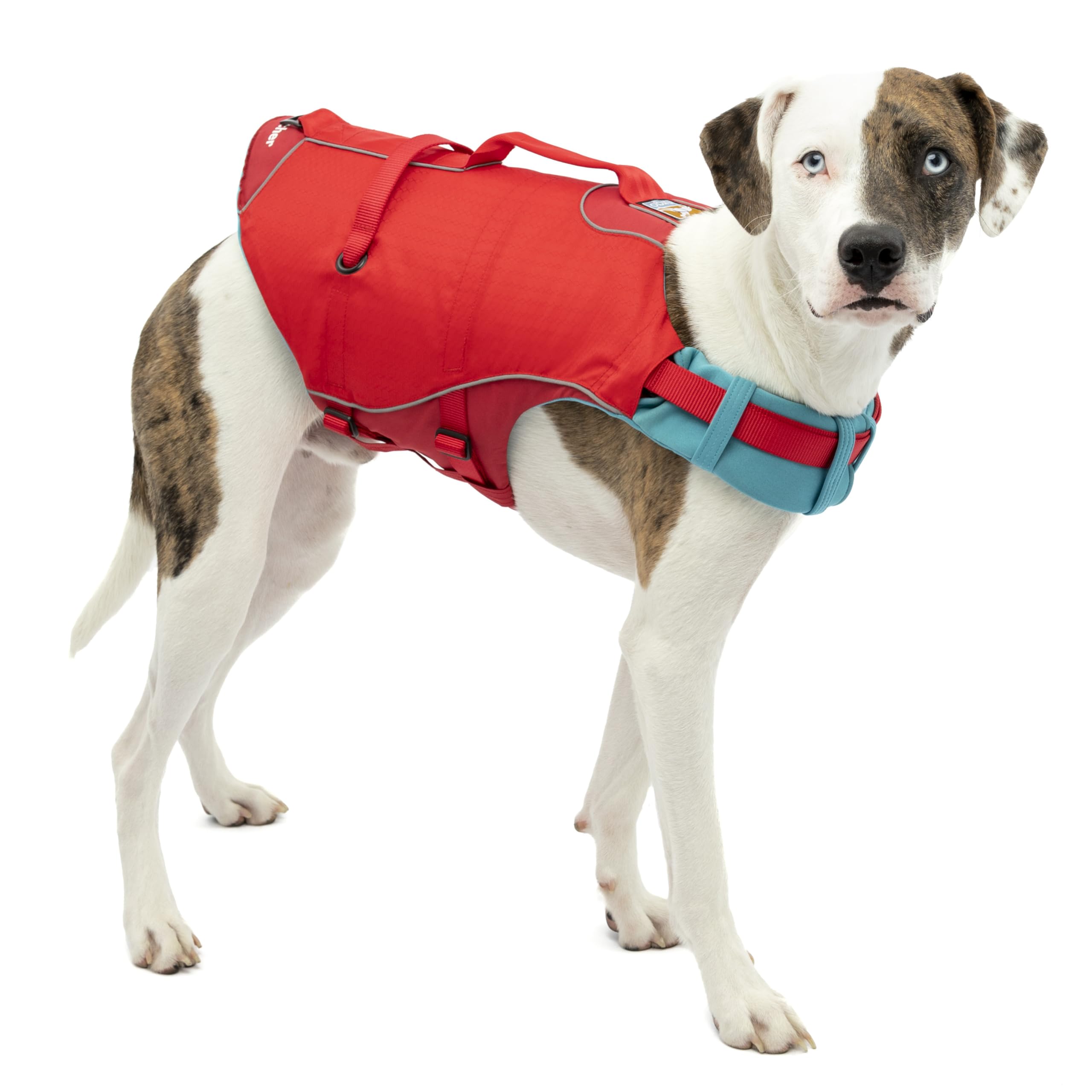 Kurgo Gilet de Sauvetage Surf n’ Turf pour Chien, Veste Gonflable Réfléchissante Réglable Rouge Taille M