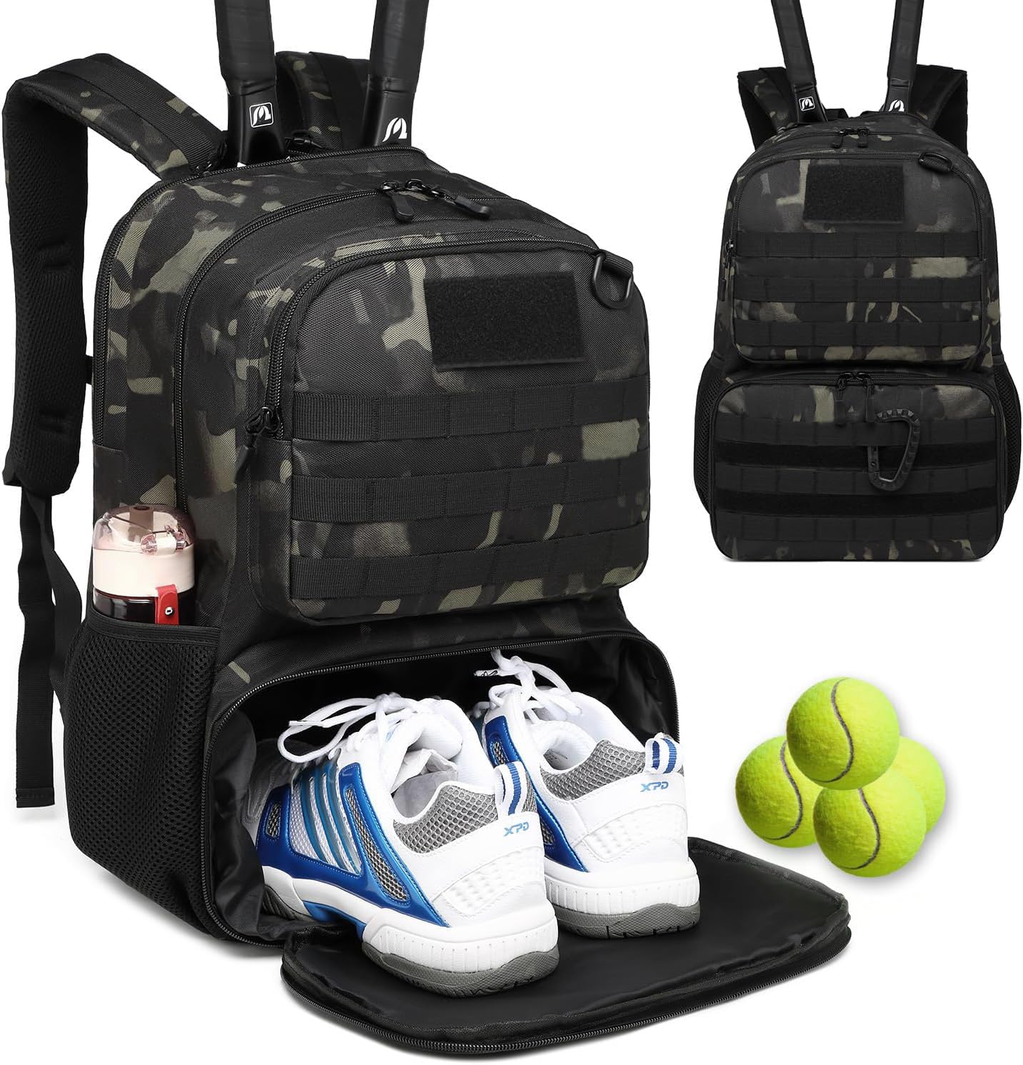 Zaino da Tennis con Scomparto per Scarpe e Protezione per la Racchetta Borsa da Tennis tattica per Donne/Uomini Borsa Sportiva