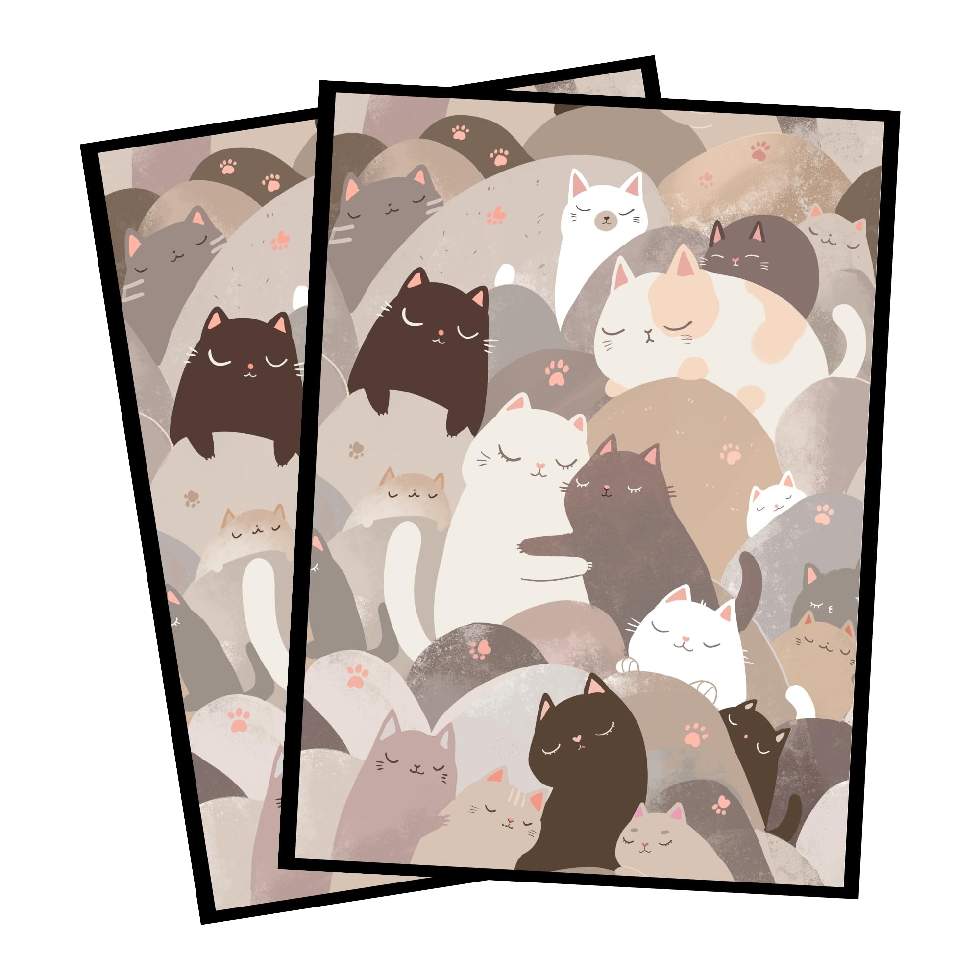 (Pastel Cats) 100% Hand-Drawn 100ct Textured Matte TCG/MTG Card Art Sleeves by Realm Guard
