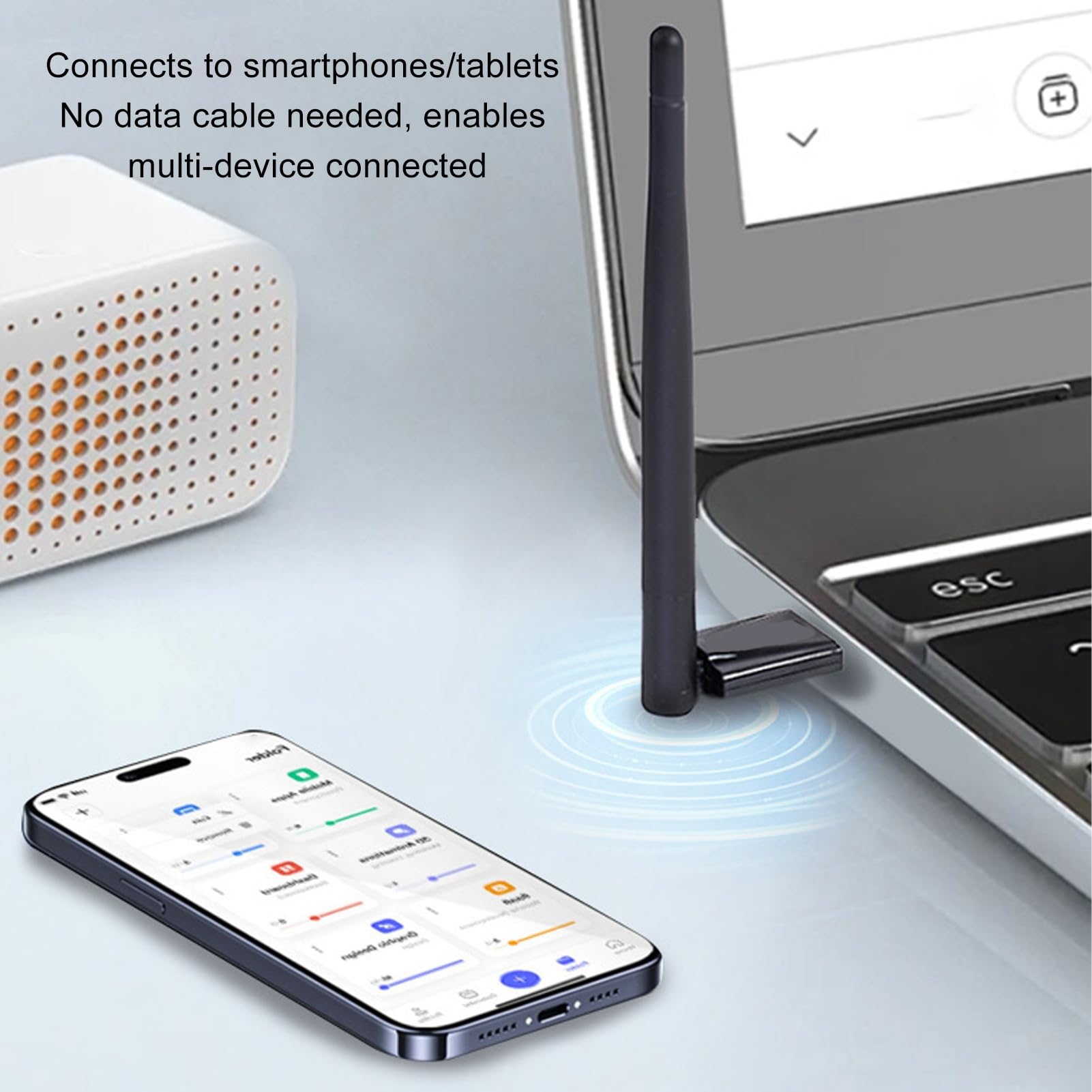 Adapter USB Bluetooth 5.4 Dalekiego Zasięgu do Komputera Stacjonarnego, Klucz Sprzętowy USB Bluetooth Bezprzewodowy Transfer 160 M do Klawiatury Myszy Słuchawki Głośniki,