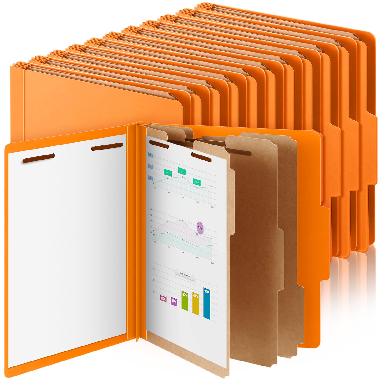 Skyygemm 24 Pcs Classification Folders Letter Size, 3 Divider Pressboard File Folder with Fasteners, Expanding File Organizer Bulk for School Teachers