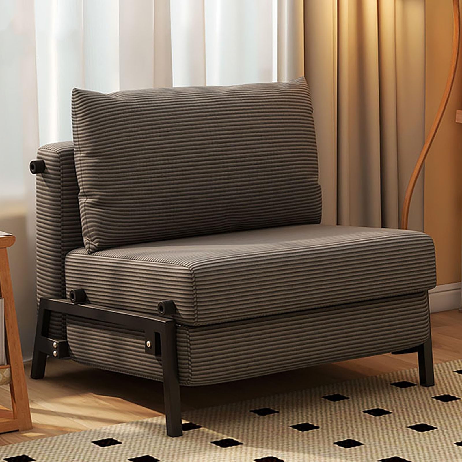 Canape Convertible Moderne et Pliable avec Dossier Lit Canapé en Velours Côtelé pour Salon Appartement Ou Séjour(Gray,65cm/25in)
