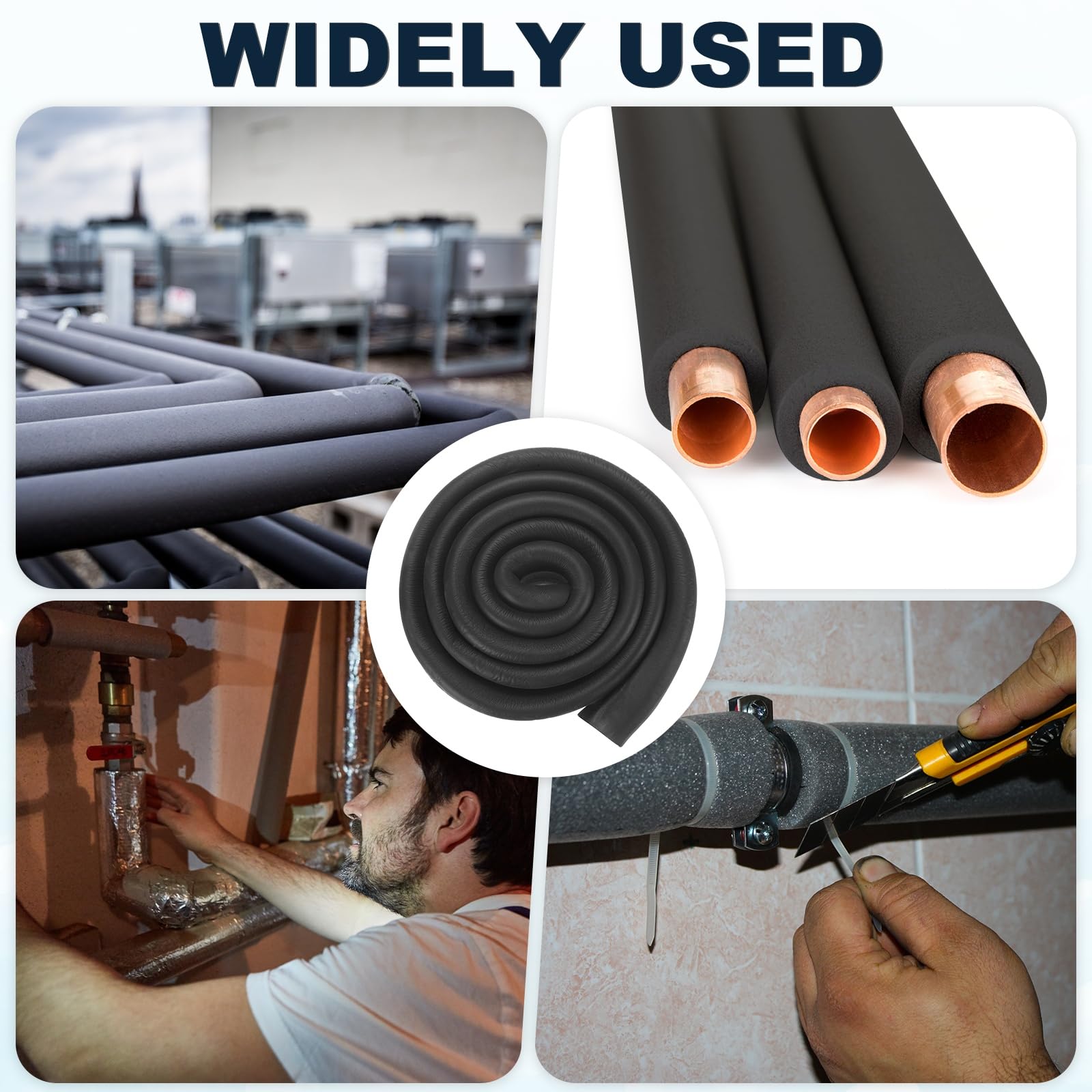 M METERXITY Guaina Isolante Per Tubi In Schiuma, 1-7/8"(48mm) ID X 0.79"(20mm) Spessore X 6.6Ft Rotolo Copertura Tubi, Copertura Tubi Cava Per Unità AC [Nero]