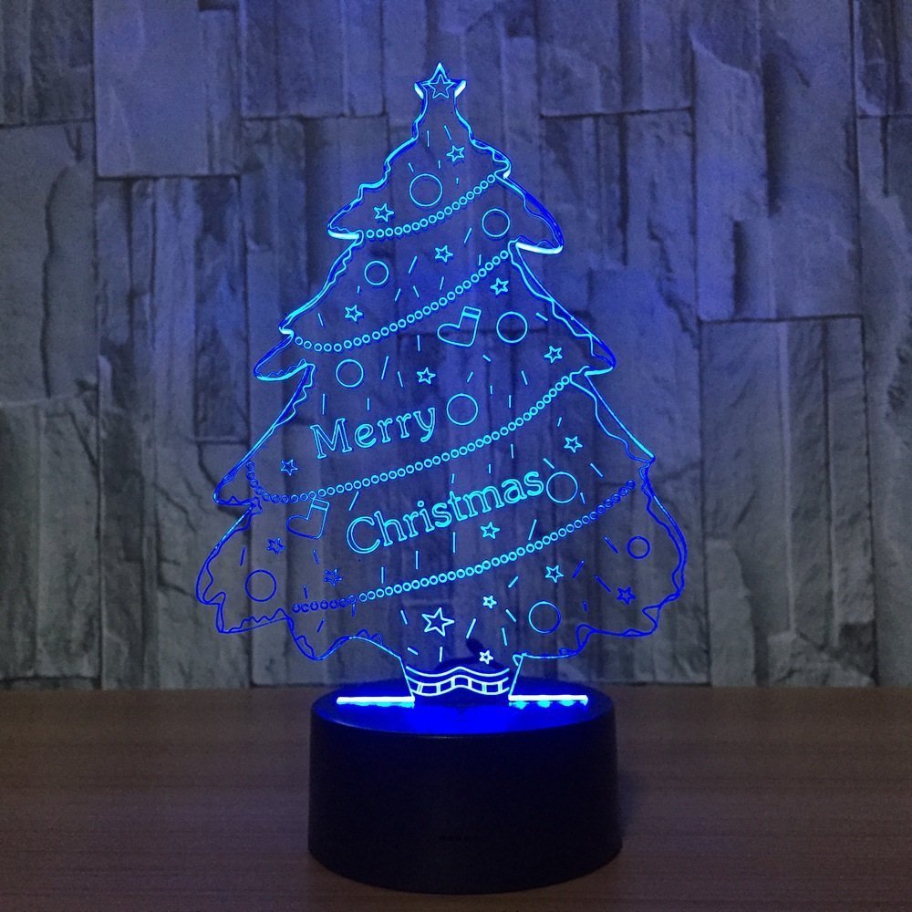 Lampada 3D Albero Di Natale Con Illusione Ottica - 16 Colori LED Con Telecomando E USB - 3
