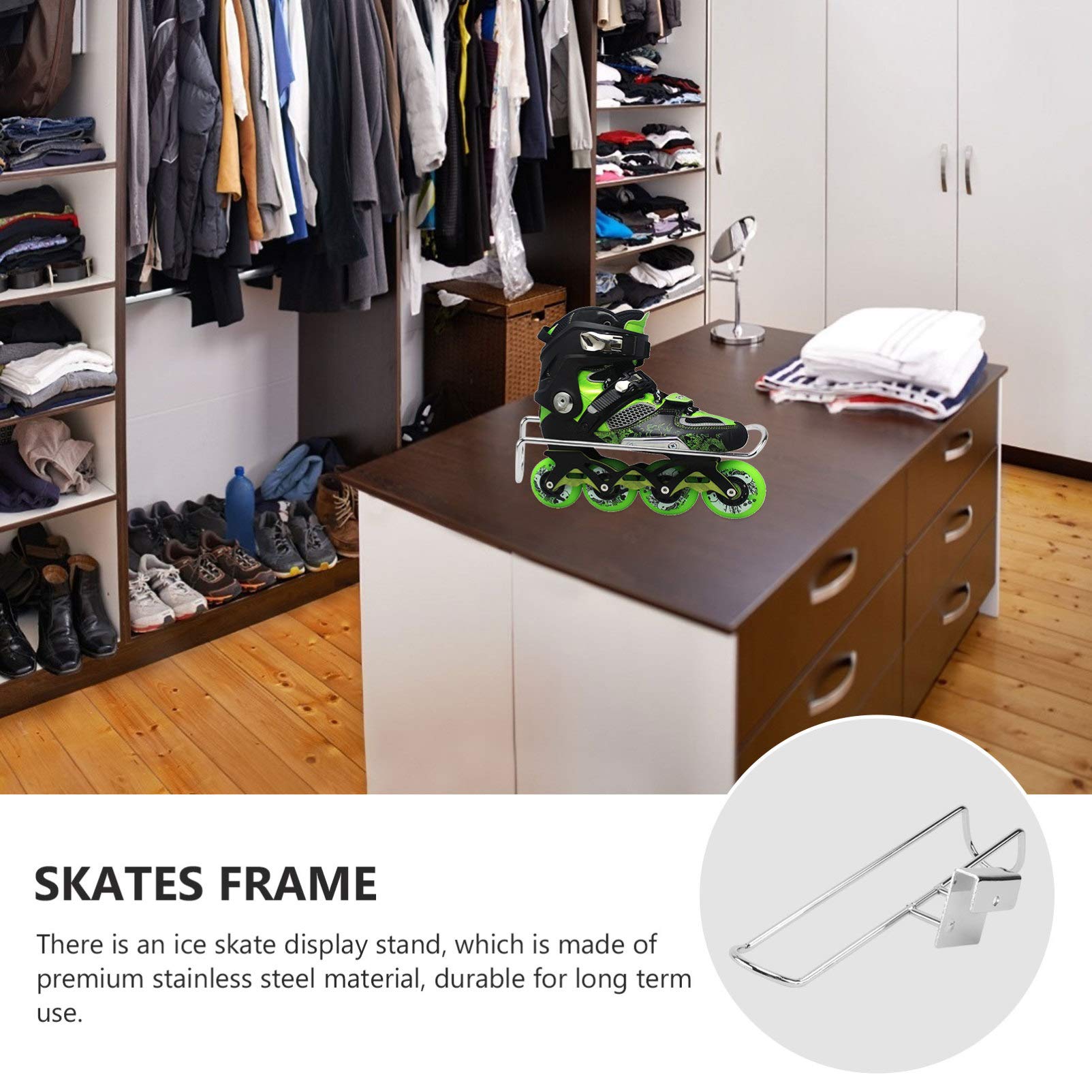 DOITOOL 1pc Skate Rack Roller Skates Wall Mount Hanger Roller Skates Boot Wall Mount Snowboard Boot Wall Hanger Longboard Wall Mount Display Shelf Storage Box Stainless Steel Square Tube