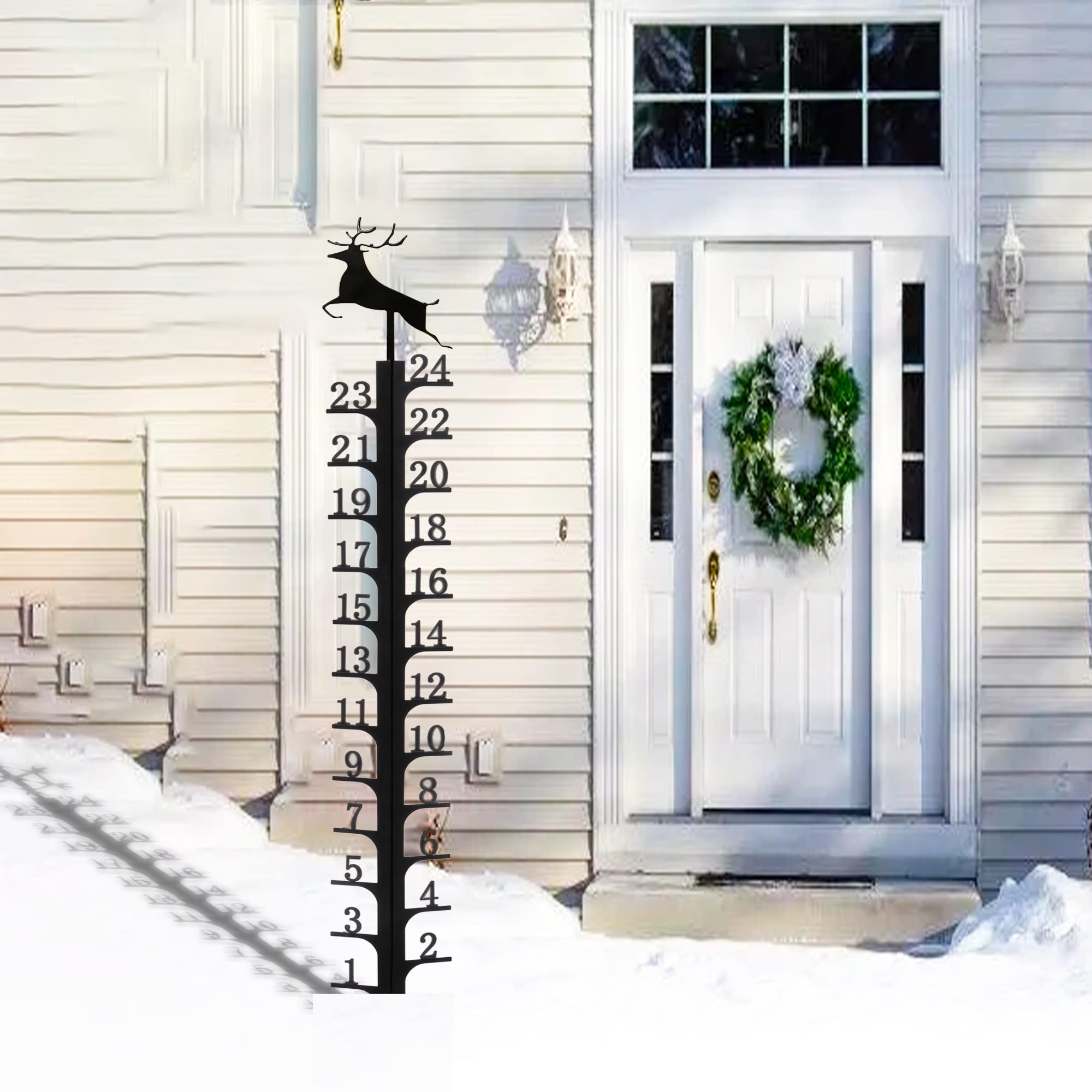 Snapklik.com : 24 Inch Iron Art Snow Gauge Outdoor, Elk Snow Measuring ...