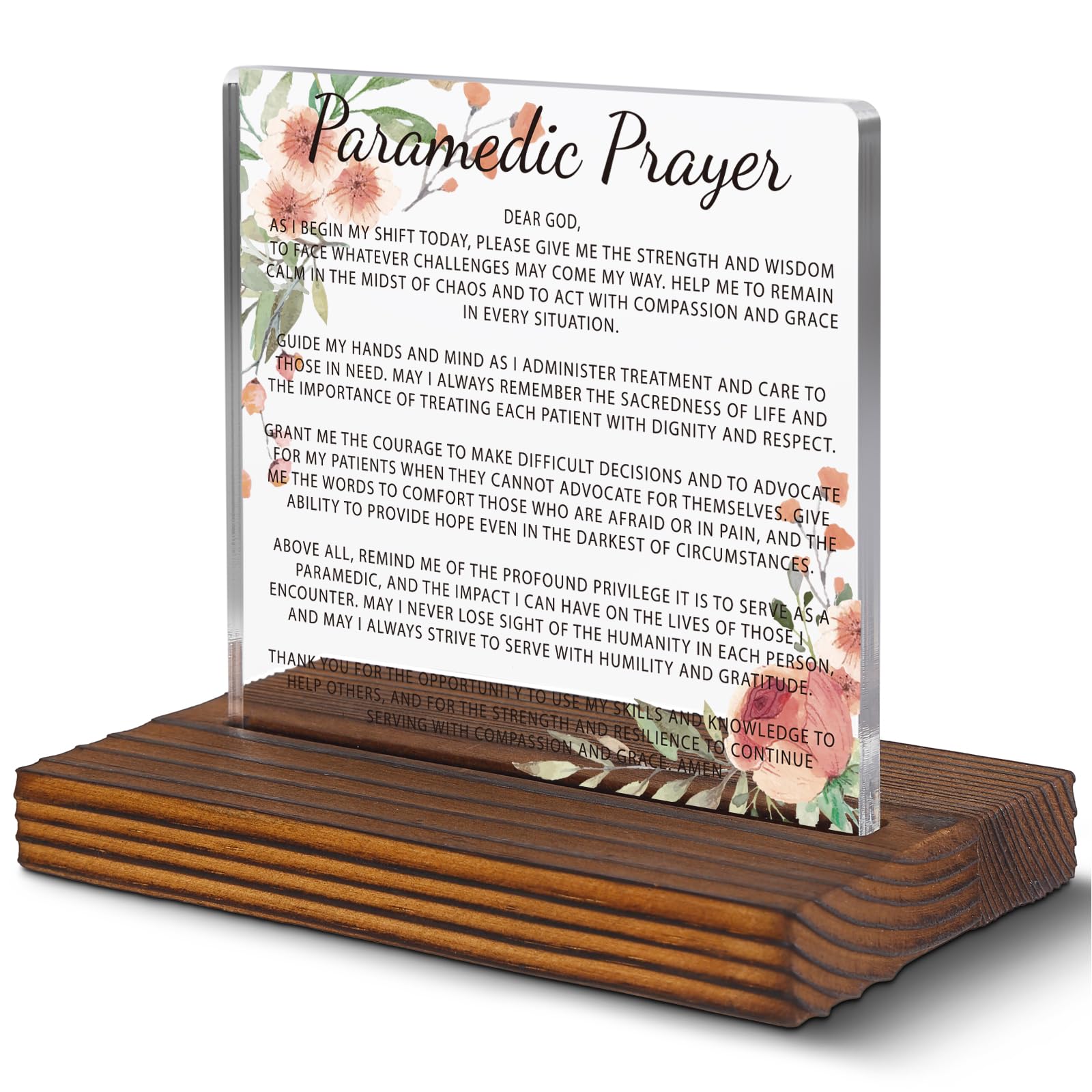 Paramedic Prayer Gift Clear Desk Decor Sign, Thank You Gift for Paramedics, EMT Appreciation Gift, Emergency Medical Technician Graduation Keepsake First Responder Decorative Sign EC160