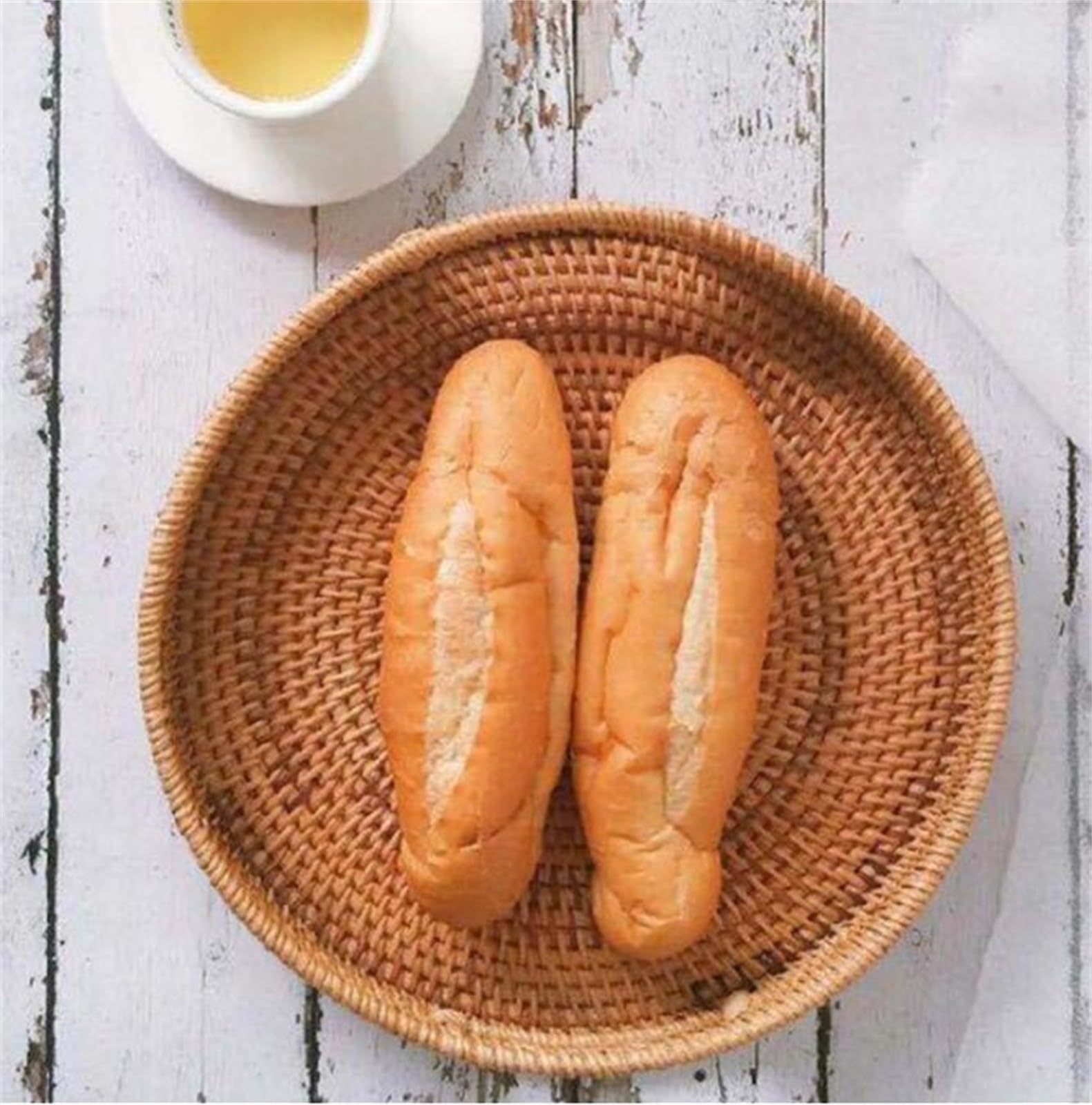 JAXICHRound Wicker Storage Baskets Fruit Basket Bread Serving Tray 26 x 26 x 7cm Rattan Storage Basket Woven Storage Bowls Sale Clearance Handwoven Storage Boxes Wicker Organizer for Dinning Room