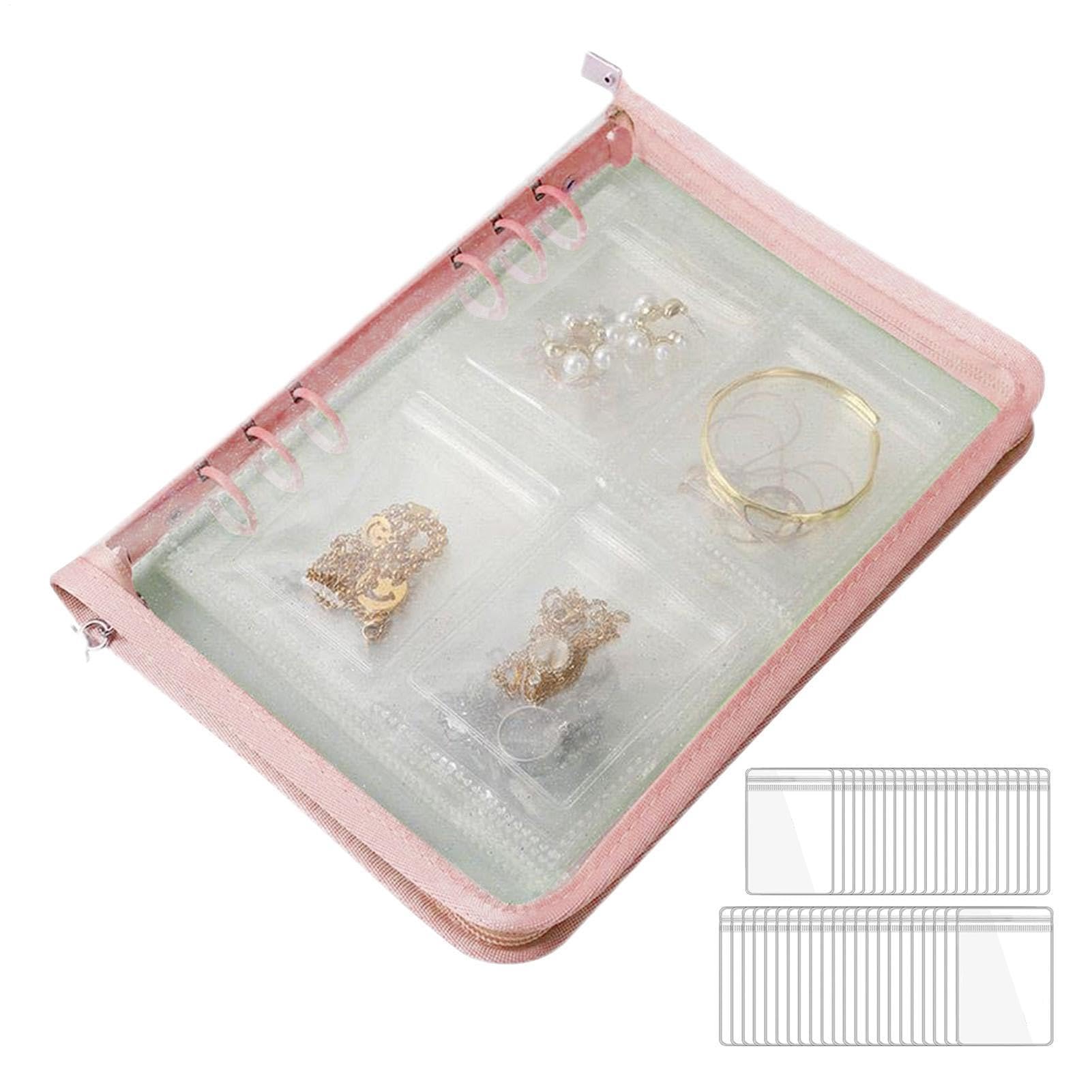 Organizador de joyas transparente y estuche para pendientes impermeable que ahorra espacio