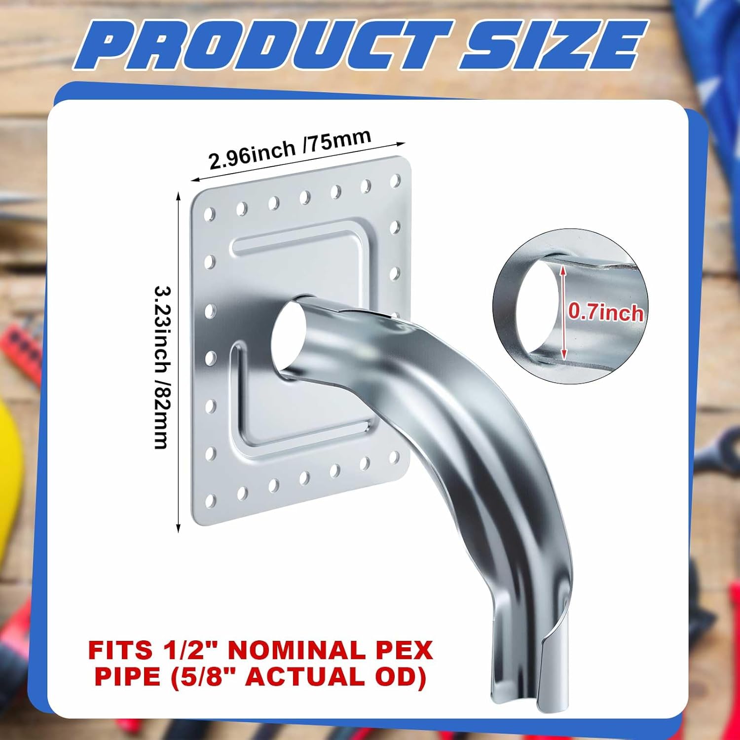 10 Pack 1/2 Inch Pex Bend Support 90 Degree, Galvanized Pipe Support Bracket for Pex Tubing, Heavy Duty Mounting Plate for Plumbing Installation