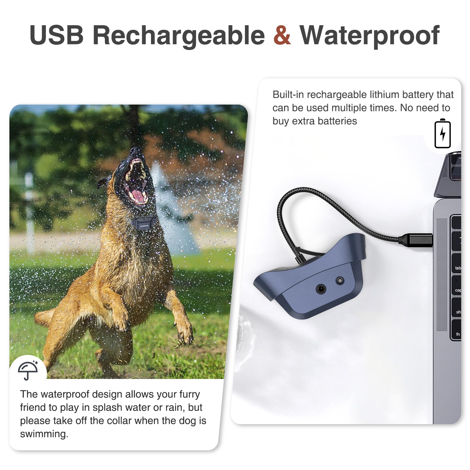 Bubbacare Collar Antiladridos Perros, Collar Antiladridos Citronela con Sensibilidad Rociado Ajustables, CollarAutomático de Spray Anti-ladridos Recargables y Seguros para Perros con 2 Correas