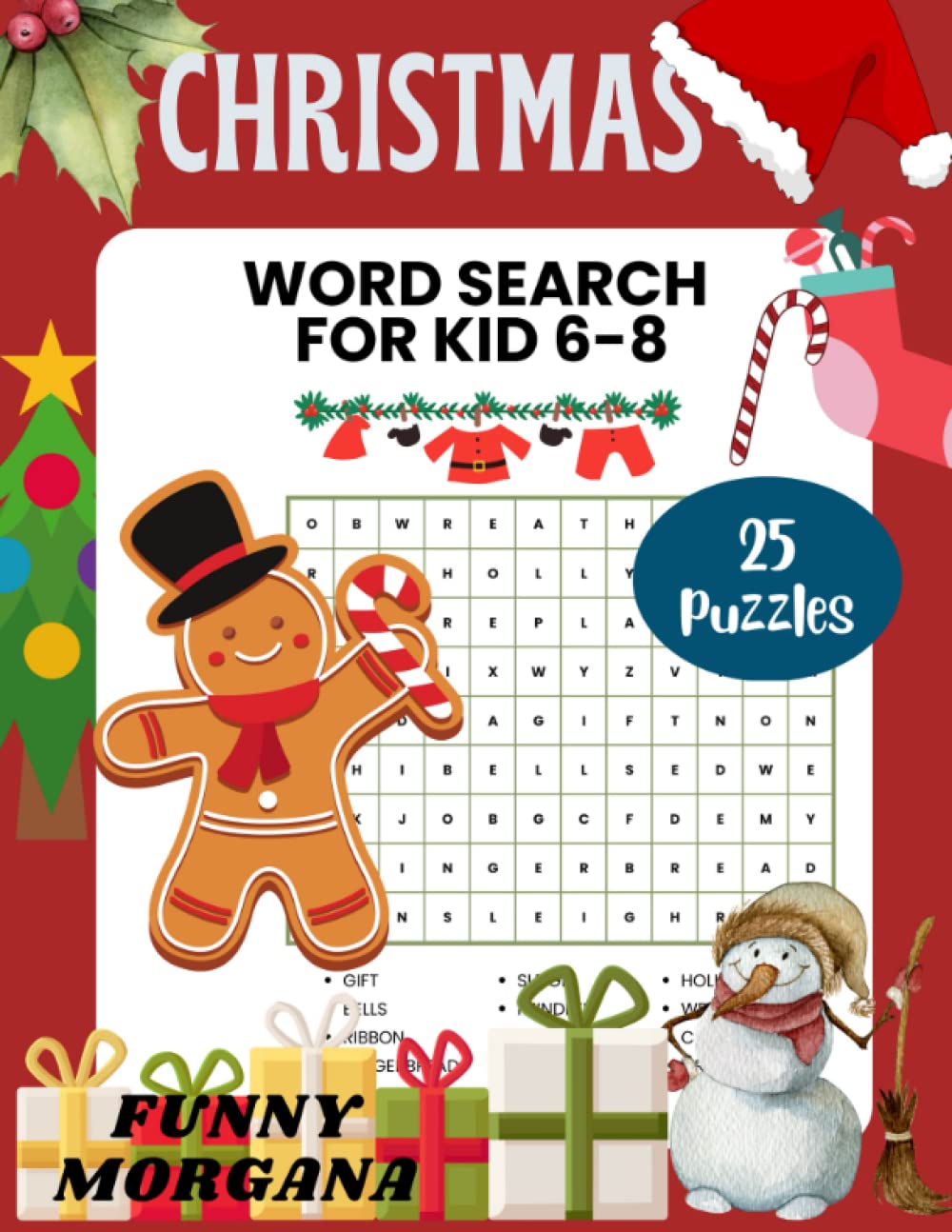 CHRISTMAS WORD SEARCH for kid 6-8: Christmas Word Search 25 tables with solutions