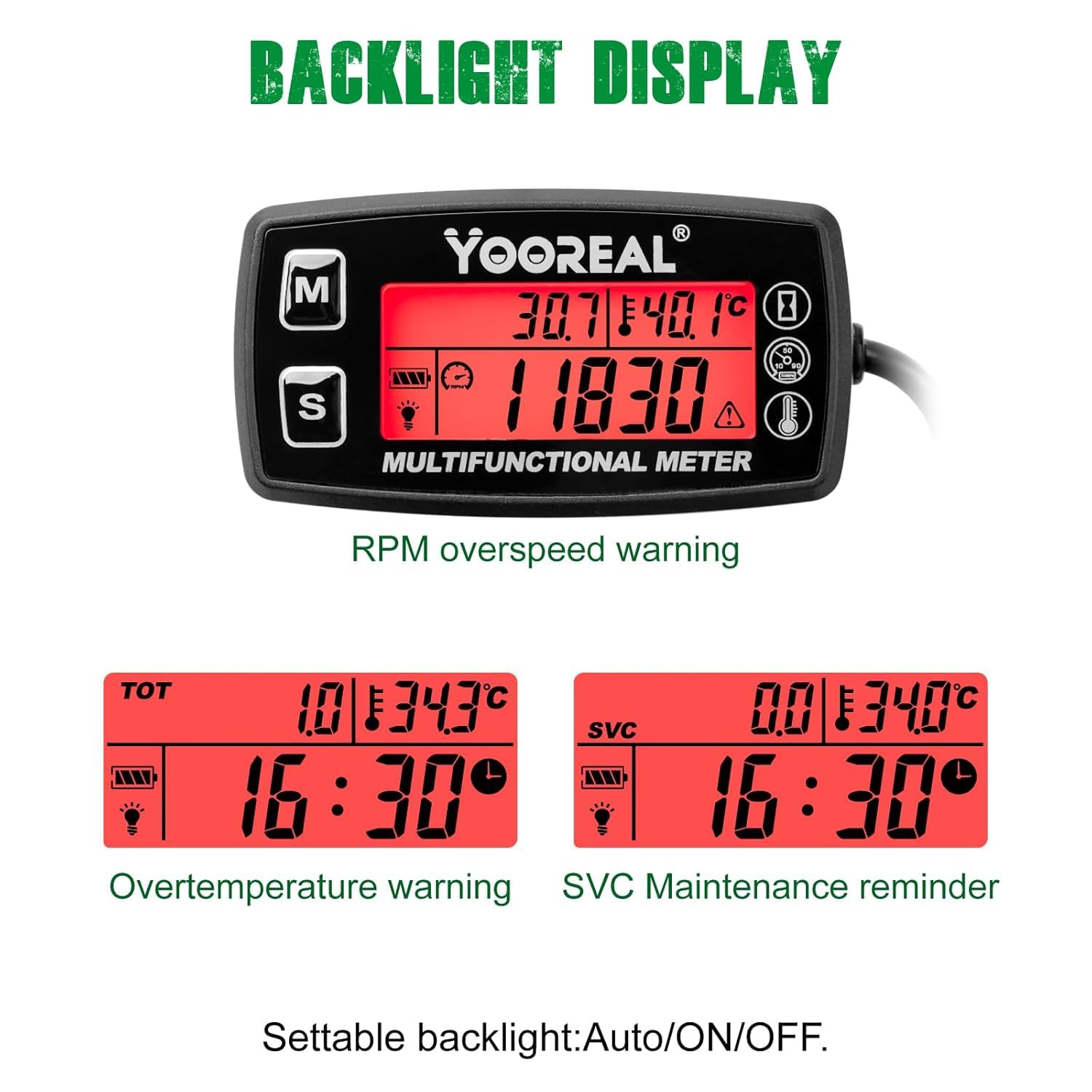 Runleader Digital TachoMeter Engine Water Oil Temperature Gauge Alert RPM & Temp LCD Motorcycle... Runleader Digital TachoMeter Engine Water Oil Temperature Gauge Alert RPM & Temp LCD Motorcycle...