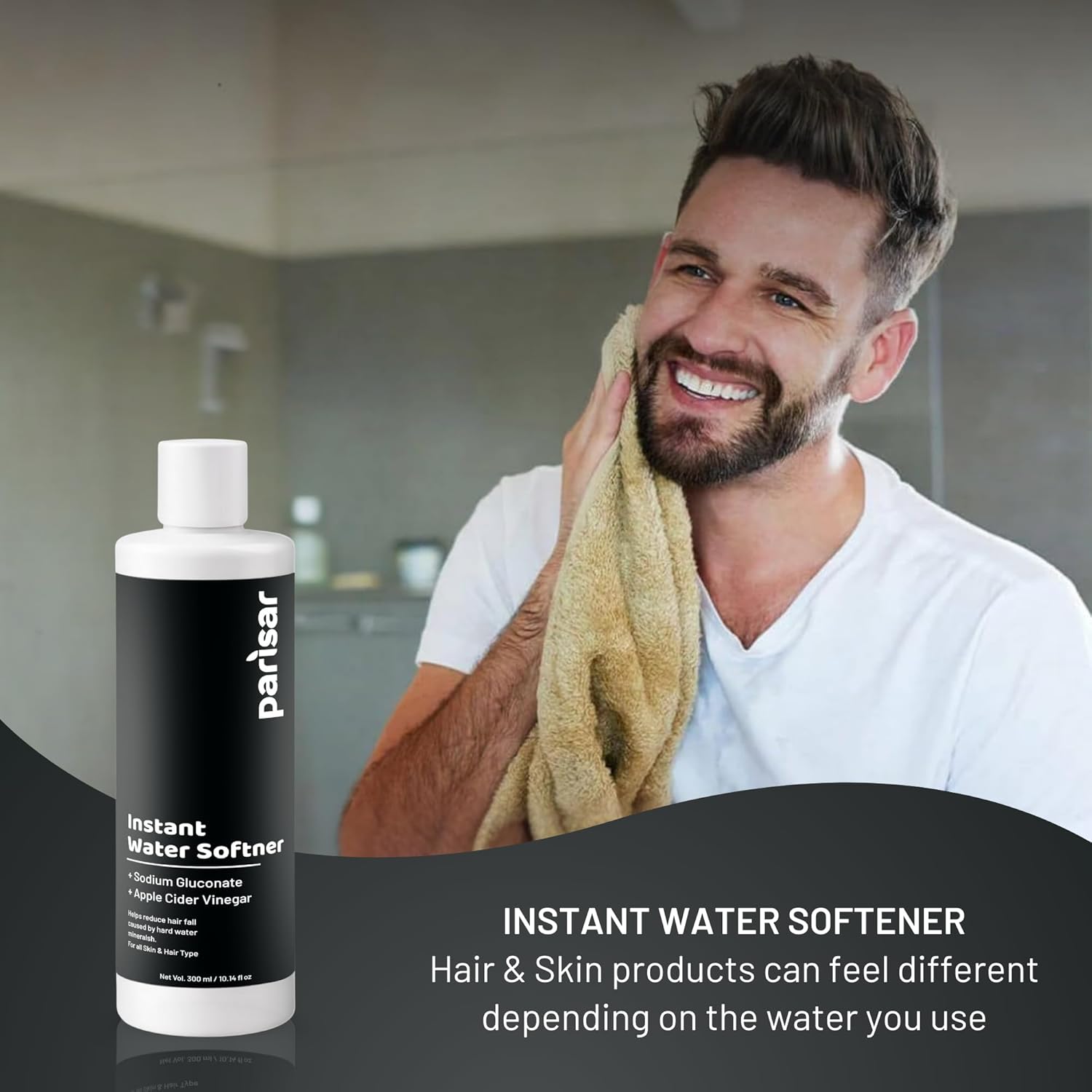 Parisar Instant Water Softener for Home & Bath | Hard Water Softener Liquid for Skin & Hair | Reduces Hair Fall & Skin Itching | No Harsh Chemicals, pH Balanced (1)