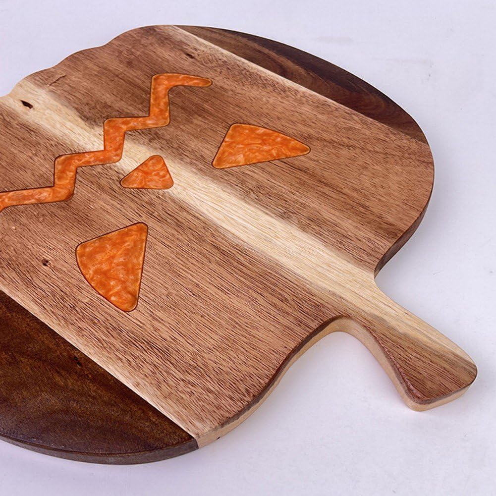 Dianzan Tagliere di Halloween, Tagliere a Forma di Zucca di Halloween, Taglieri in Resina E Legno, Vassoio Portata