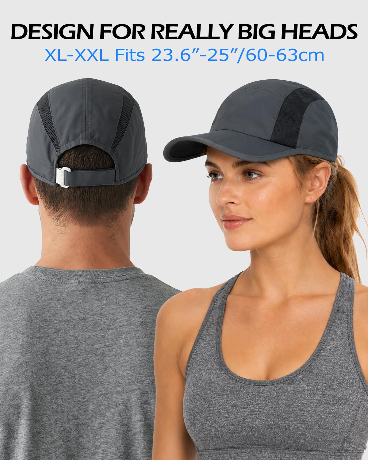 Feng Shui， Gorras para Correr XL/XXL, Gorra de béisbol de Cabeza Grande, Gorra Plegable para el Sol con Reflectante de Secado rápido, Ligera para Deportes al Aire Libre