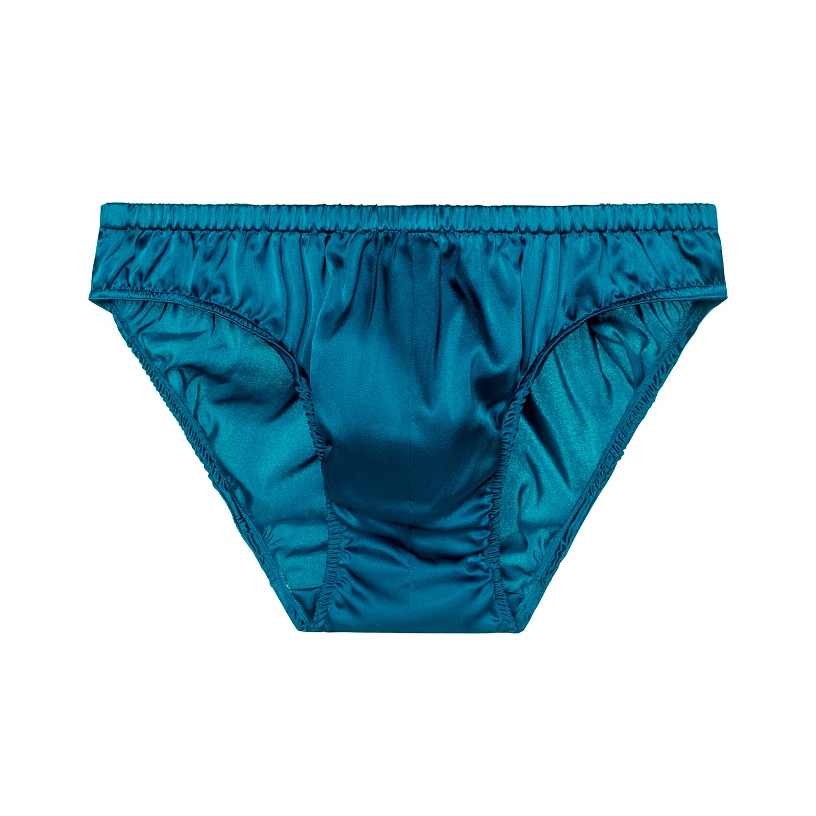 SilRiver Men's Silk Satin Briefs Bikini Underwear Bulge Enhancing Panties… (Large, Lyons Blue)