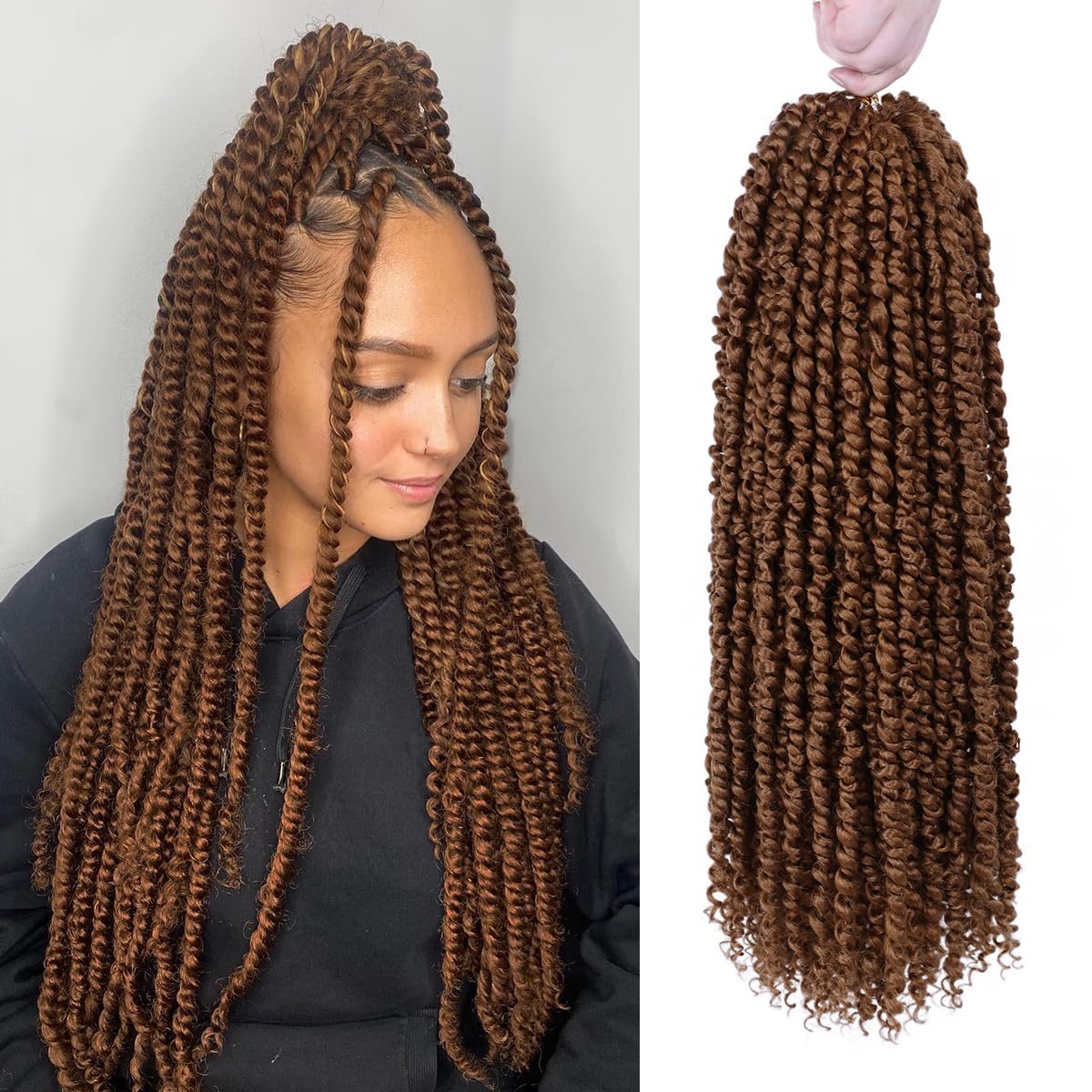 Pre-Twisted Passion Twist Hair, 8 Packs 112 Strands Pre Looped Passion Twist Braiding Hair for Women, Short Passion Twists Crochet Hair Synthetic Hair