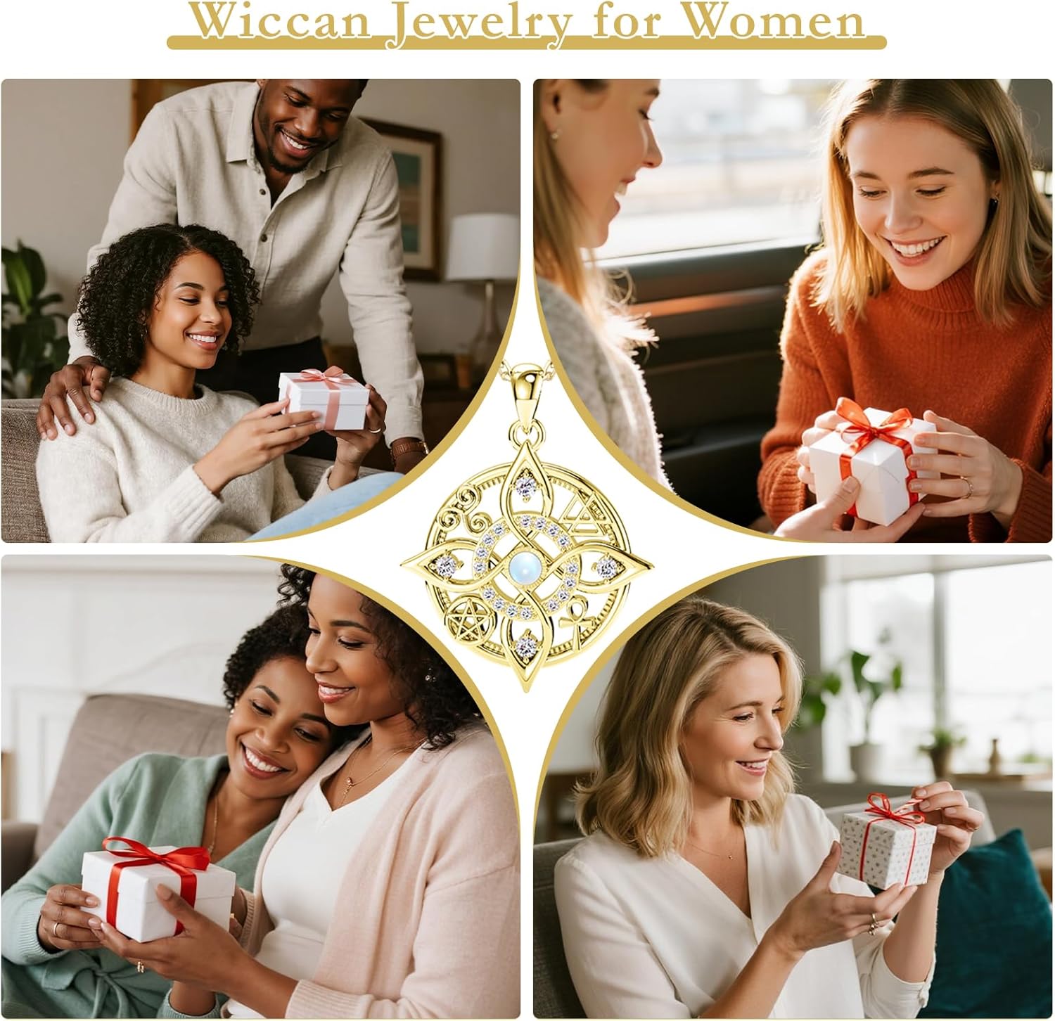 925 Sterling Silver Witch Knot Necklace with Moonstone – Wiccan Pagan Jewelry with Pentacle & Ankh Symbols – Spiritual Protection Amulet Pendant – Celtic Moonstone Necklace Gift for Women - Image 8