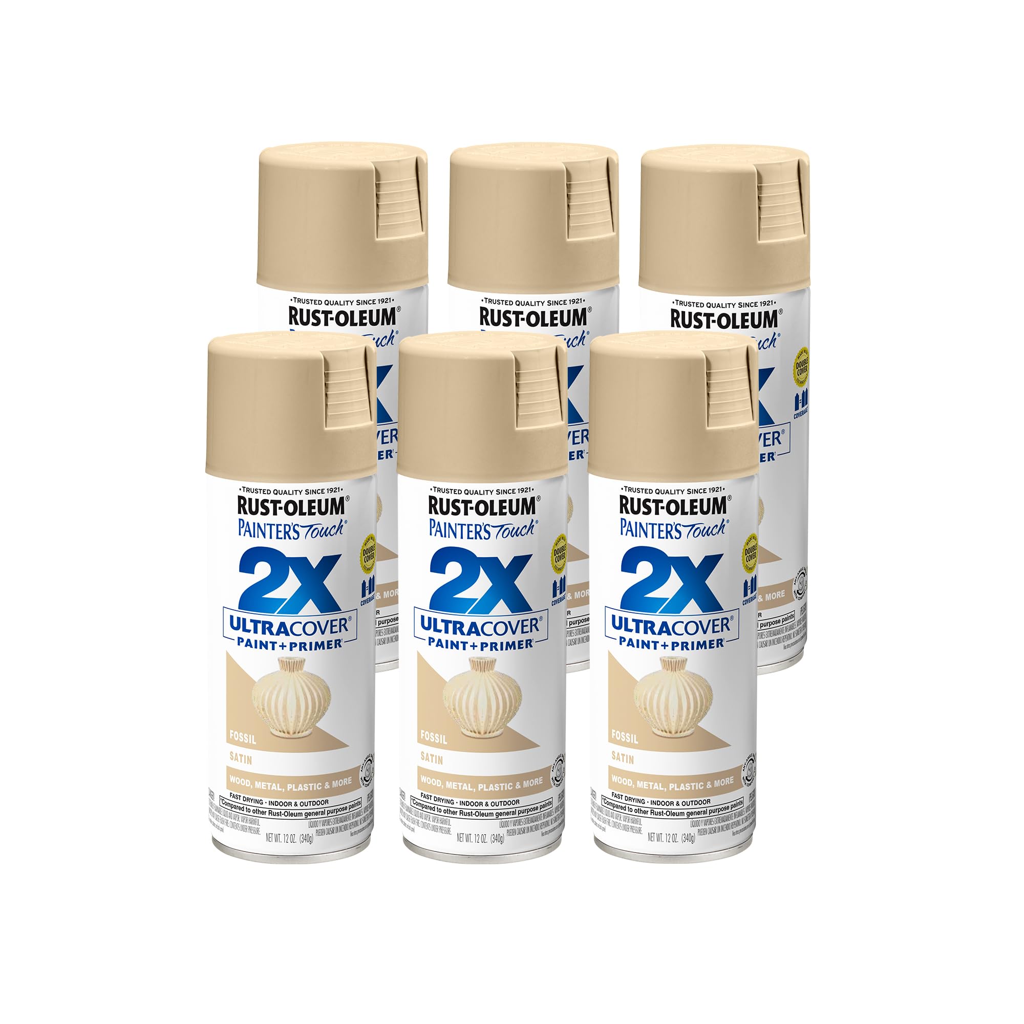 Rust-Oleum Painter's Touch 2X Ultra Cover Spray Paint, Satin Fossil