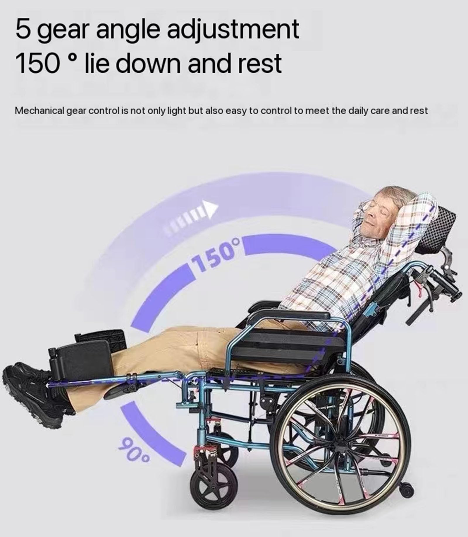 Lekki Wózek Inwalidzki Dla Seniorów Aluminiowy Wózek Inwalidzki Odchylany Hydrauliczny Ręczny, Podnoszony I Odchylany Zagłówek/20 Inch Wheel