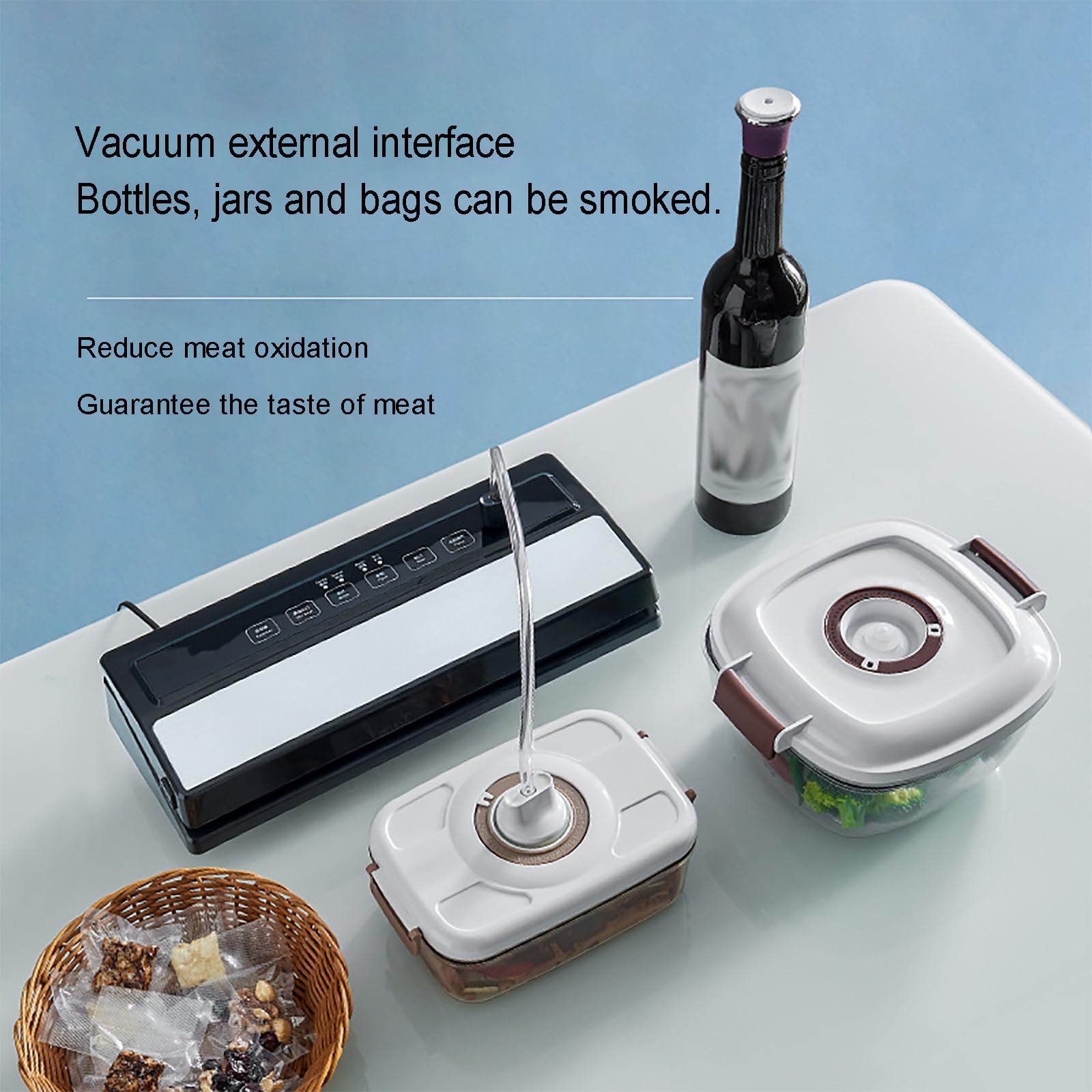Máquina De Envasado Al Vacío, Máquina De Sellado Al Vacío Automática, 6 Funciones De Sellado/Chip De Control De Temperatura De 3 Capas, Para Almacenamiento, Preparación De Comidas Y Cocción Al Vacío.