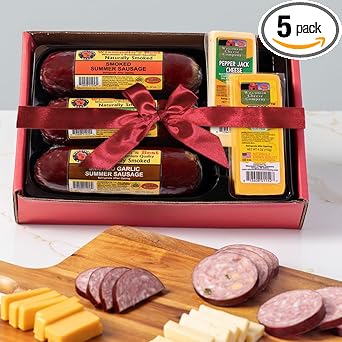 Wisconsin Cheese Company – Gourmet Cheese & Sausage Holiday Gift Box | 100% Wisconsin Cheese with Original, Garlic & Jalapeño Cheddar Summer Sausages | Perfect for Parties, Charcuterie Boards, and Holiday Gifts