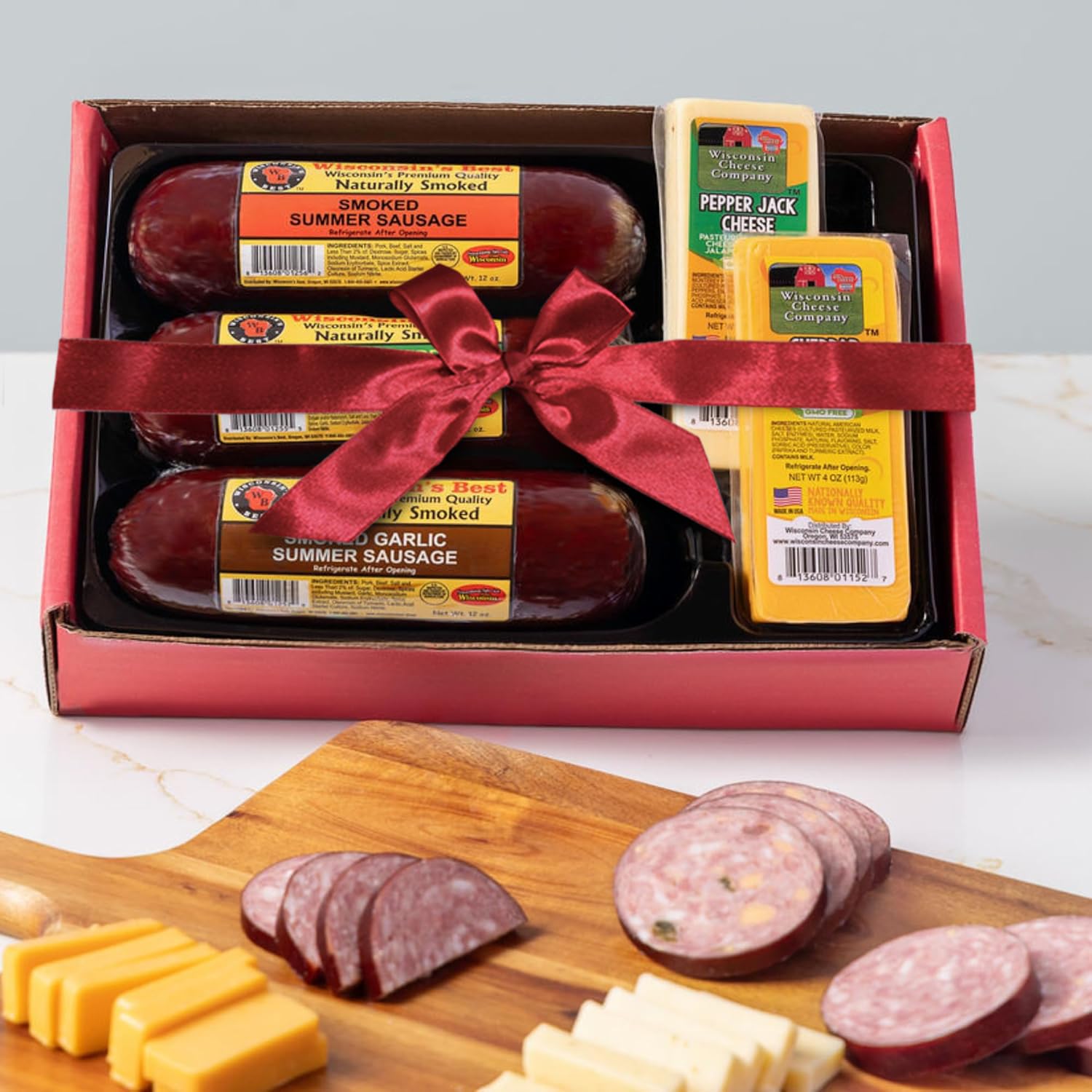 Sponsored Ad - Wisconsin Cheese Company – Gourmet Cheese & Sausage Holiday Gift Box | 100% Wisconsin Cheese with Original, Garlic & Jalapeño Cheddar Summer Sausages | Perfect for Parties, Charcuterie Boards, and Holiday Gifts