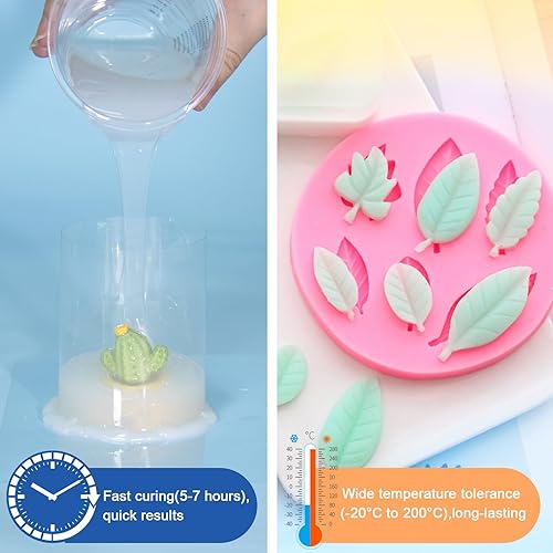 Miniatura 6 de JDiction Kit de fabricación de moldes de silicona, silicona líquida súper elástica de 5 libras (80 onzas) para hacer moldes, curado rápido, goma de