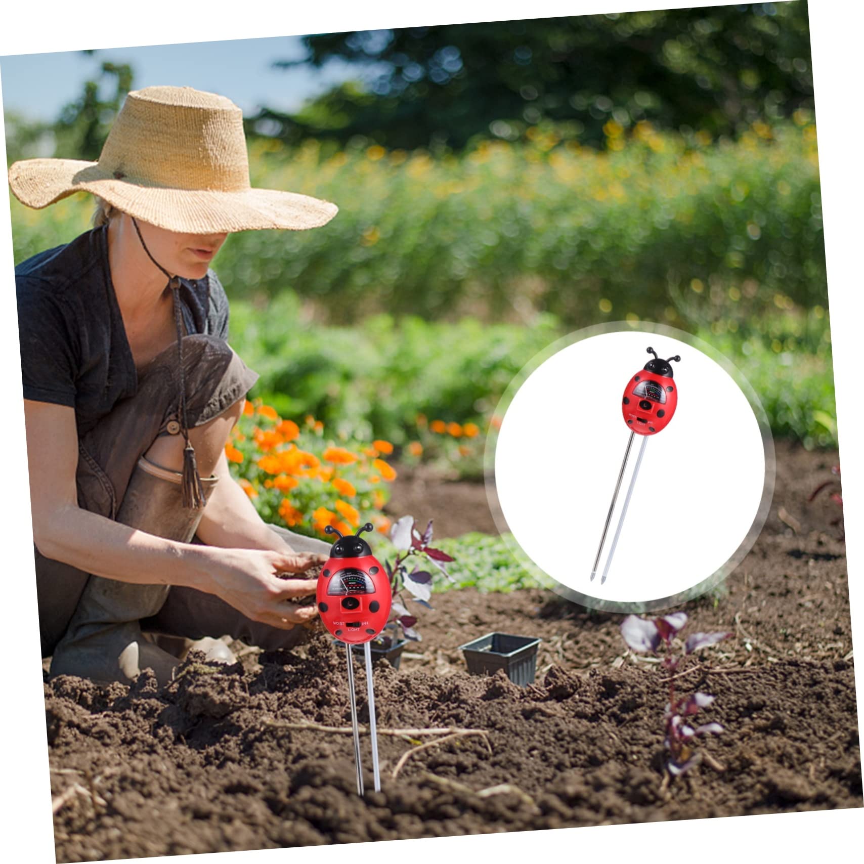 POPETPOP 3 Piezas probador de suelo plantas de interior hidrómetro ensayador Tester de nutrientes del suelo medidor de humedad medidor de prueba de suelo higrómetro de suelo aleación rojo