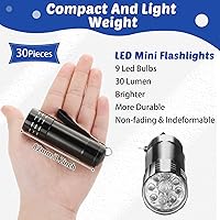 Vista 3 de 30 mini linterna con cordón, 90 pilas AAA, linternas pequeñas de aluminio, 9 linternas de bolsillo LED, linternas de mano brillantes a