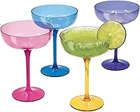 Vista 7 de Lily's Home Vasos de margarita irrompibles con tallos de colores, juego de 4, vasos de plástico reutilizables de 10 onzas, vasos de fiesta