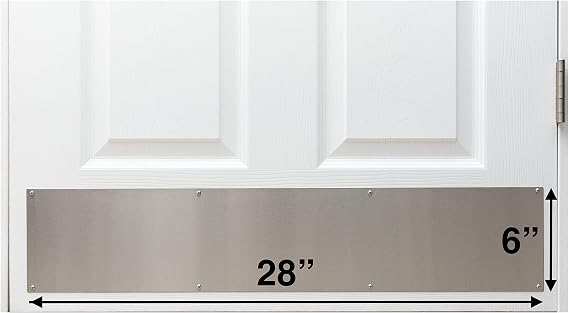 Stainless Steel Door Kick Plate Mop Plate Protection Plate, 6 x 28 Size, for Door Widths 29+