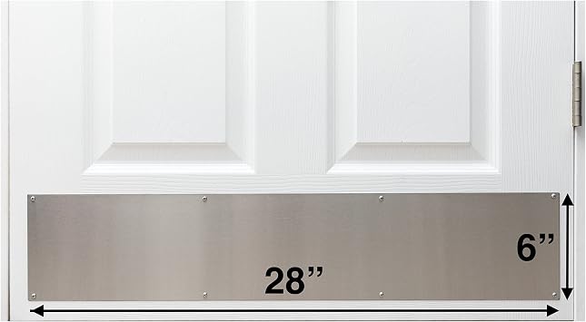 Stainless Steel Door Kick Plate Mop Plate Protection Plate, 6 x 28 Size, for Door Widths 29+